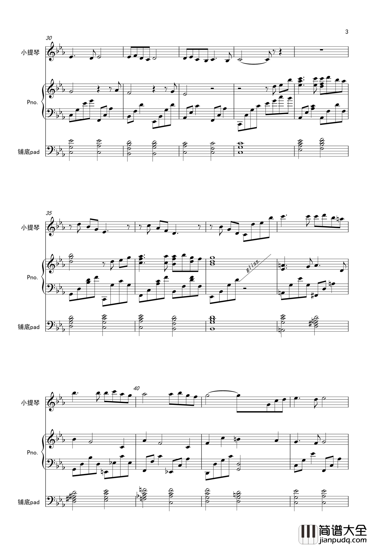 神秘园之歌钢琴谱_Song_from_a_Secret_Garden_小提琴_钢琴_The_Secret_Garden