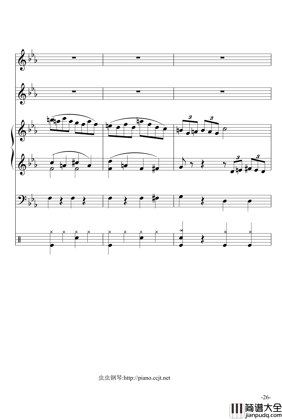 悲怆奏鸣曲钢琴谱_加小乐队_贝多芬_beethoven