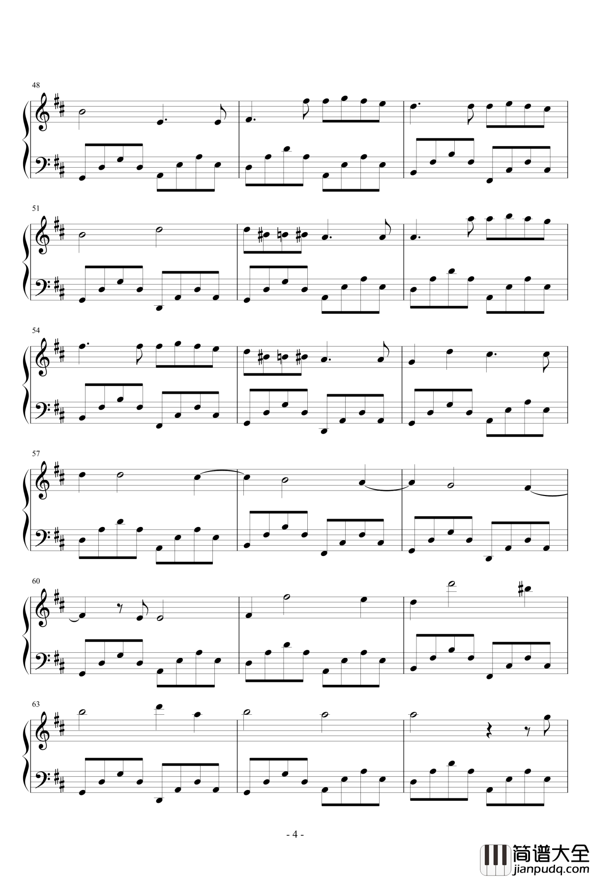 卡农钢琴谱_钢琴伴奏_帕赫贝尔_Pachelbel