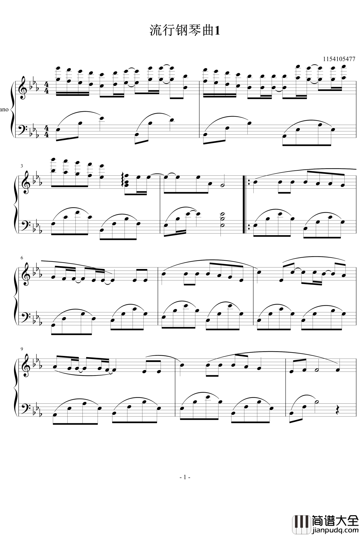 流行钢琴曲1钢琴谱_1154105477