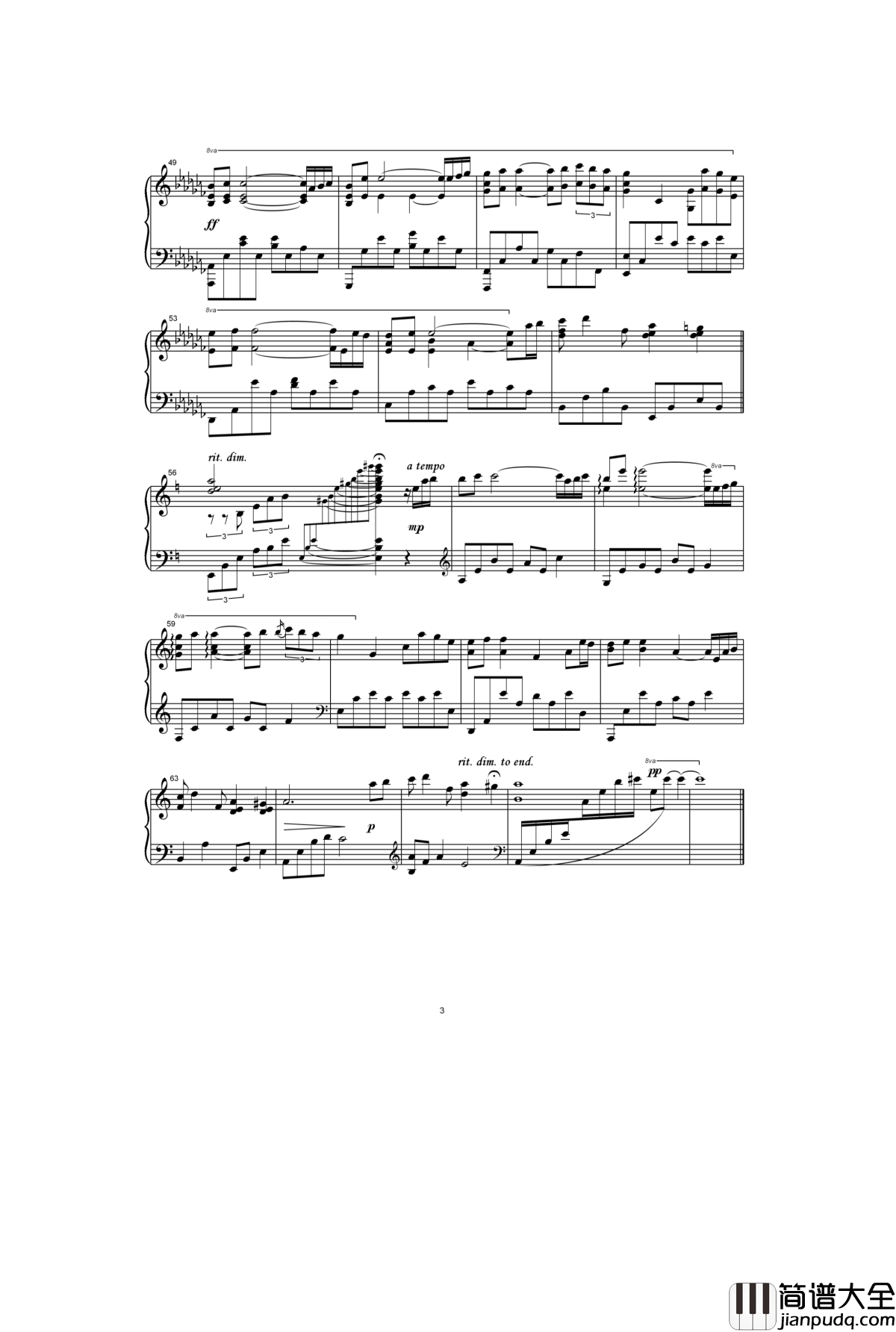 Kiss_The_Rain_in_A钢琴谱_Flat_minor_Yiruma