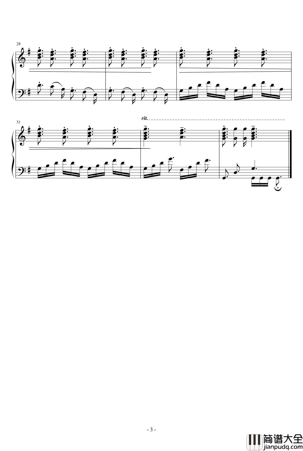 G大调练习曲No.1钢琴谱_天籁传声