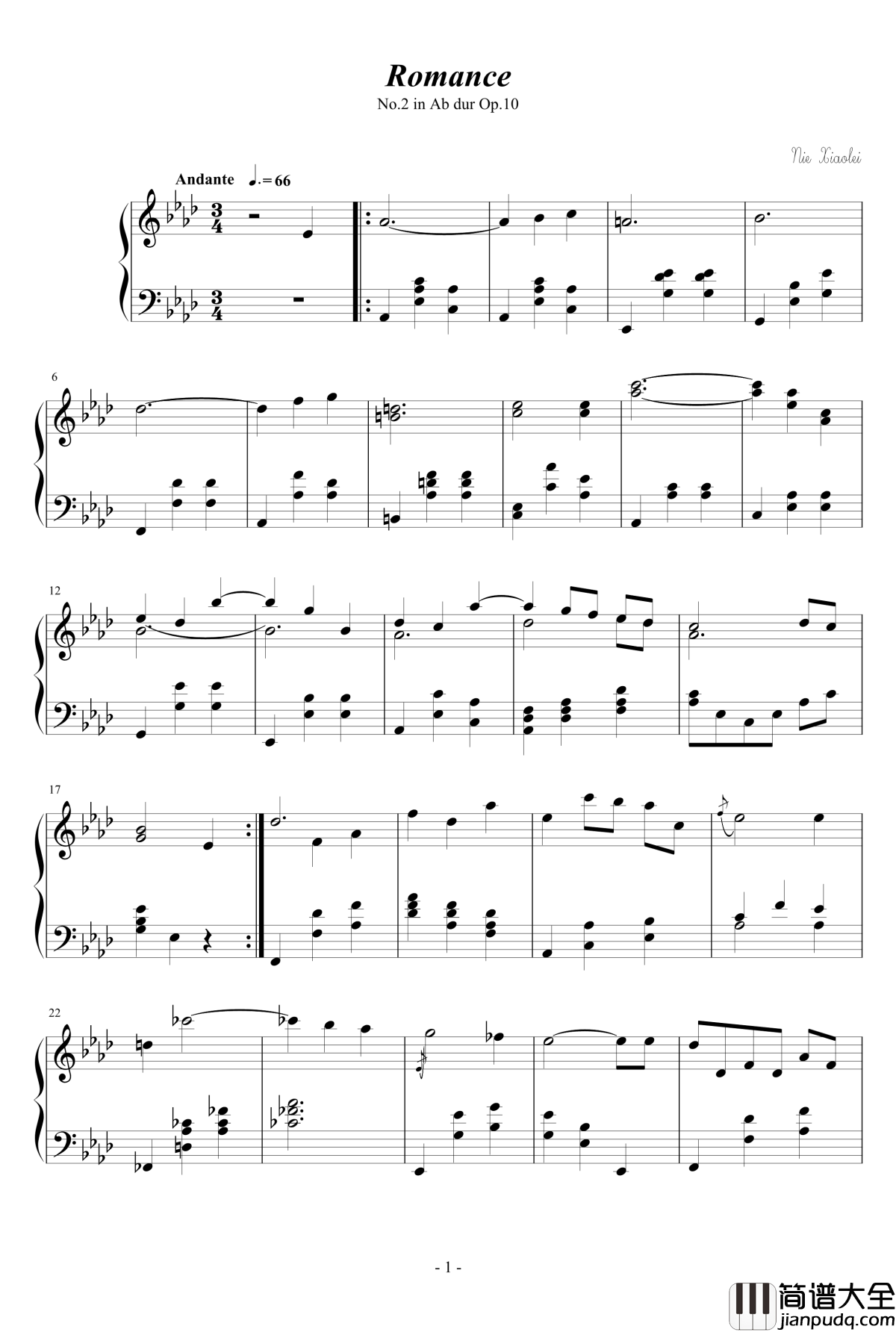 Romanza_I钢琴谱I_nzh1934