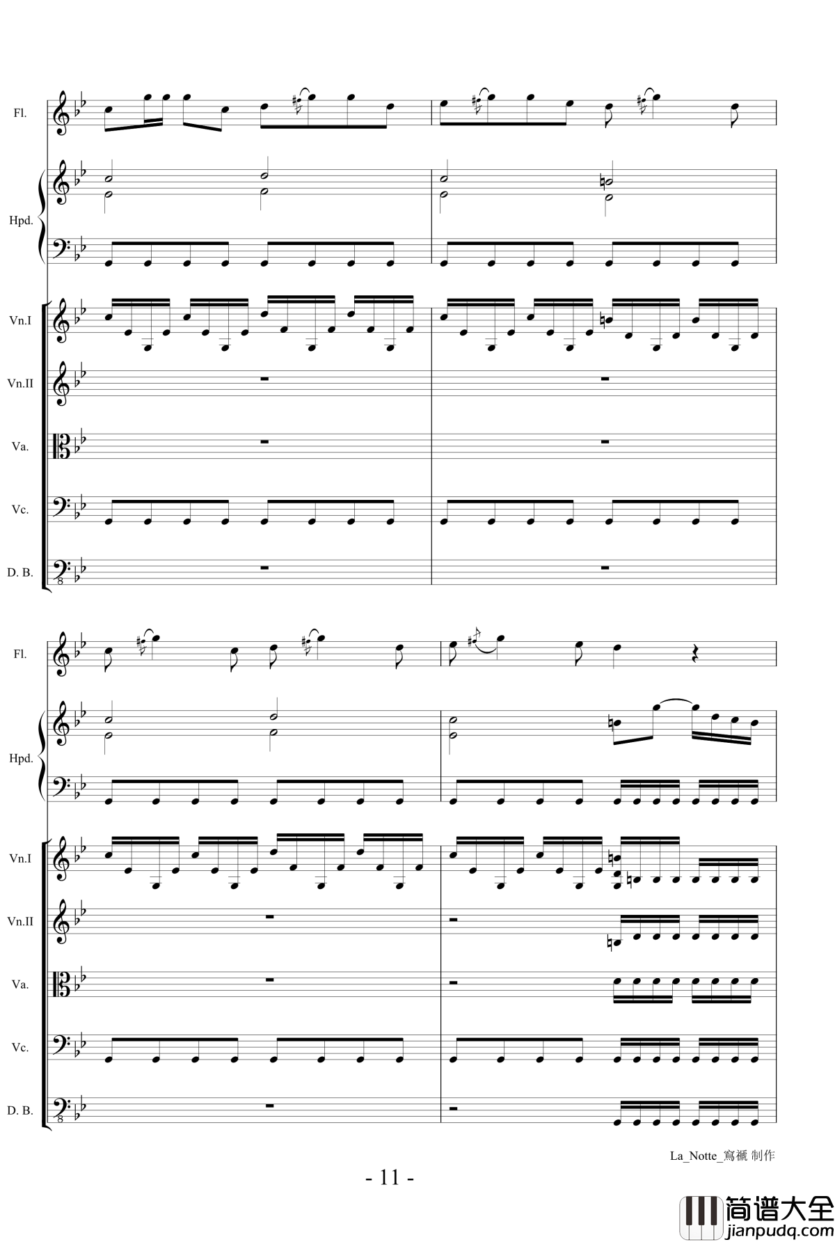 维瓦尔第长笛协奏曲钢琴谱_RV439夜La_Notte_第三乐章