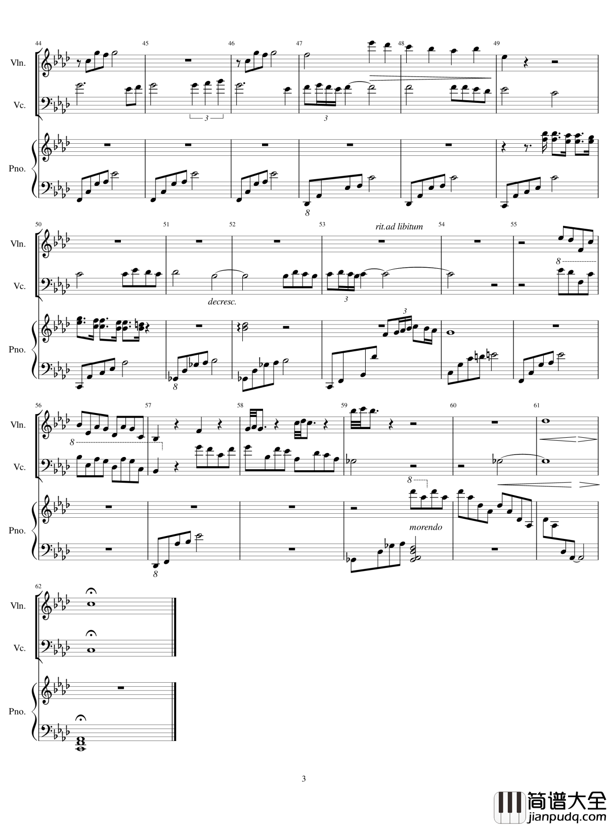 Legend_of_the_Wind钢琴谱_Trio_久石让_三重奏