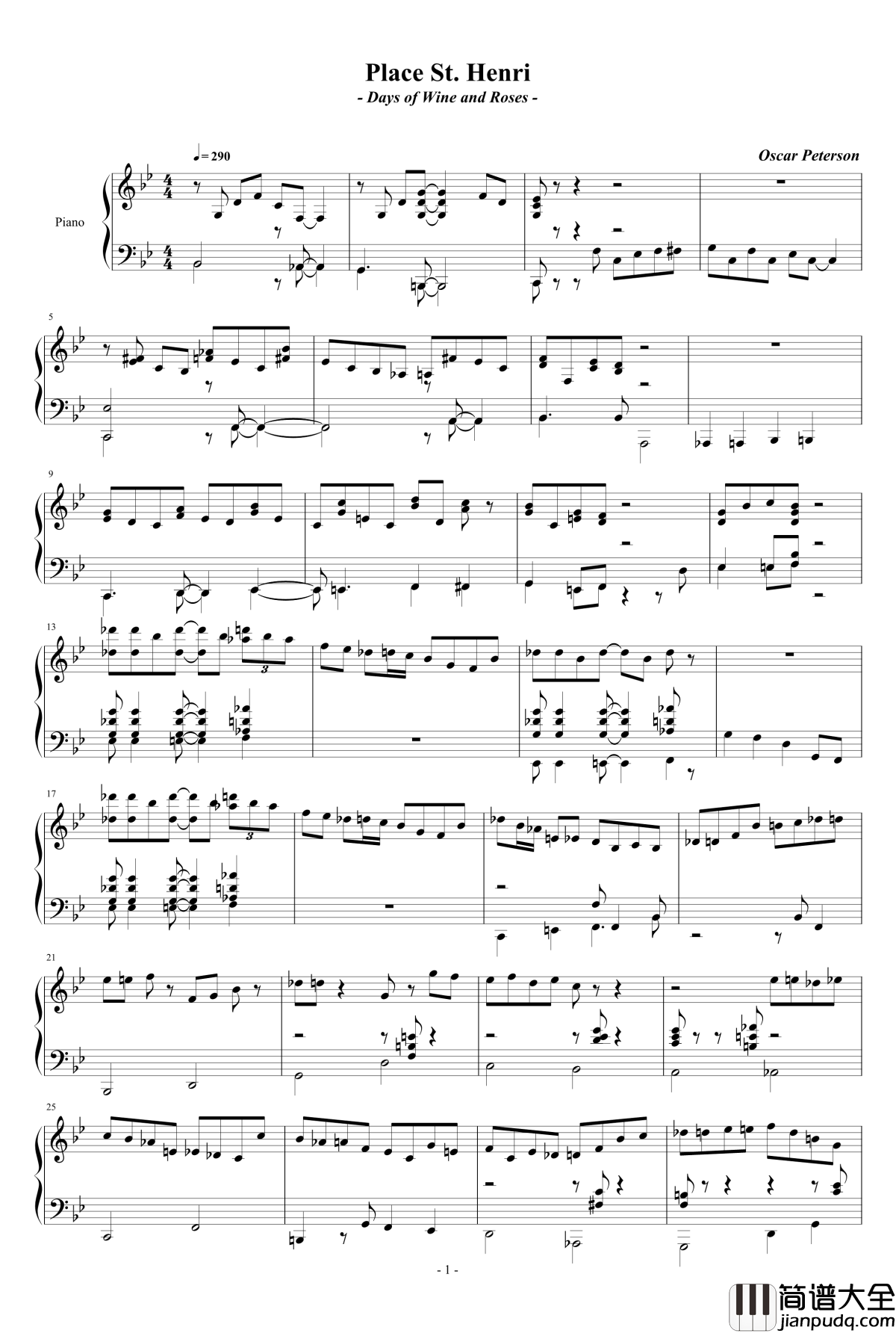 Place_St._Henri钢琴谱_Oscar_Peterson