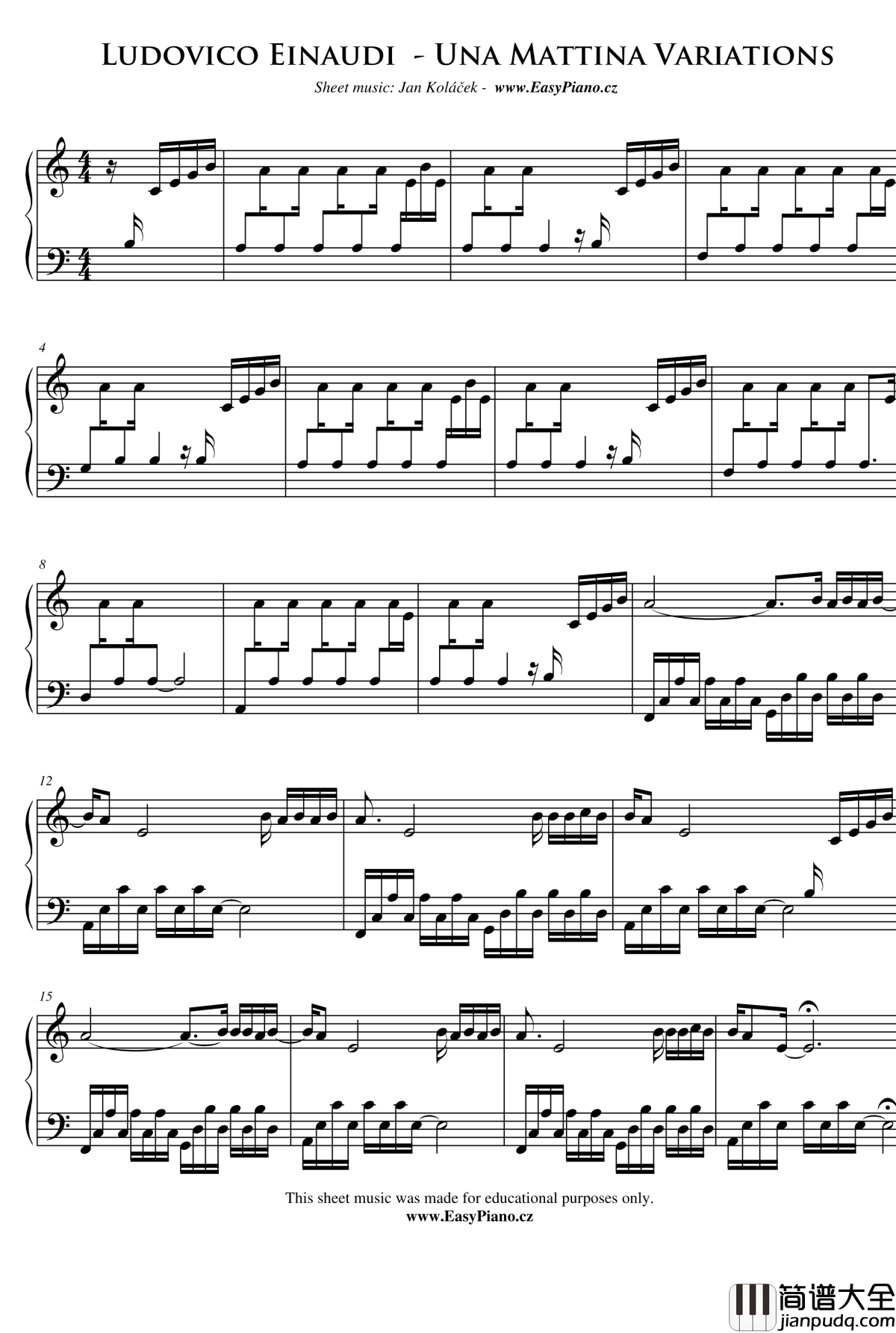Una_Mattina钢琴谱_Ludovico_Einaudi