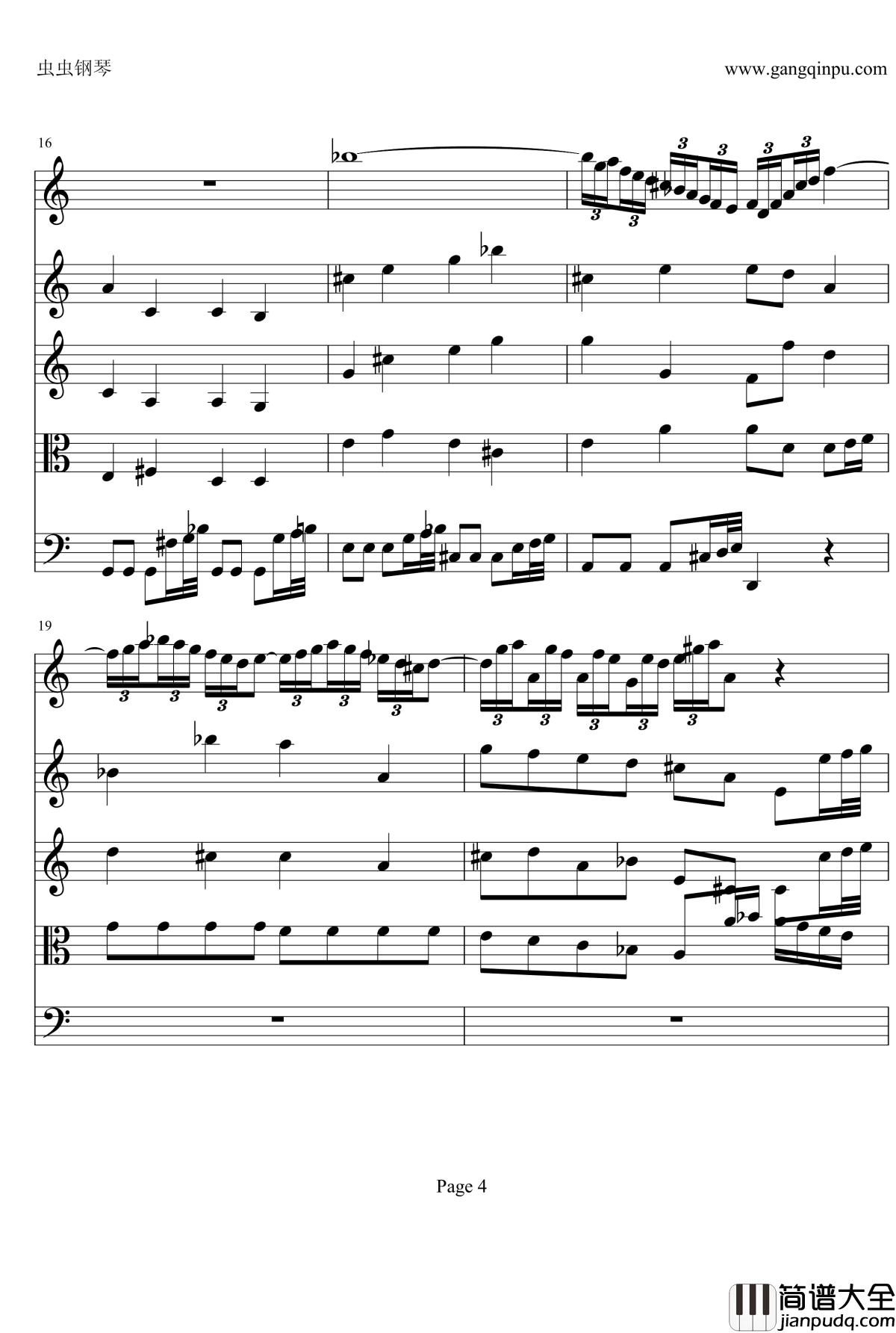 a小调小提琴协奏曲第二乐章钢琴谱_巴赫_P.E.Bach