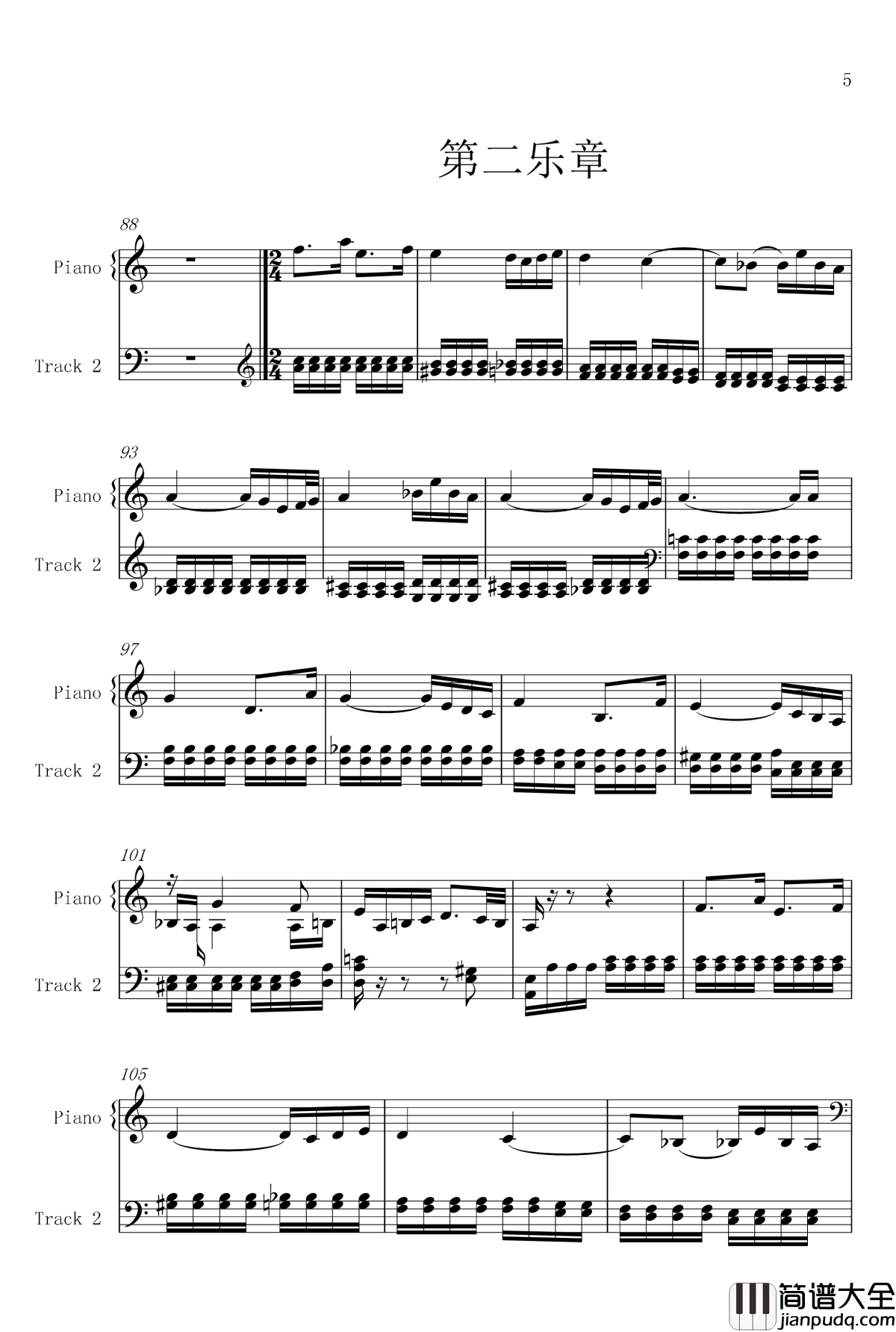 菲比赫小奏鸣曲钢琴谱_第一、二乐章_菲比赫