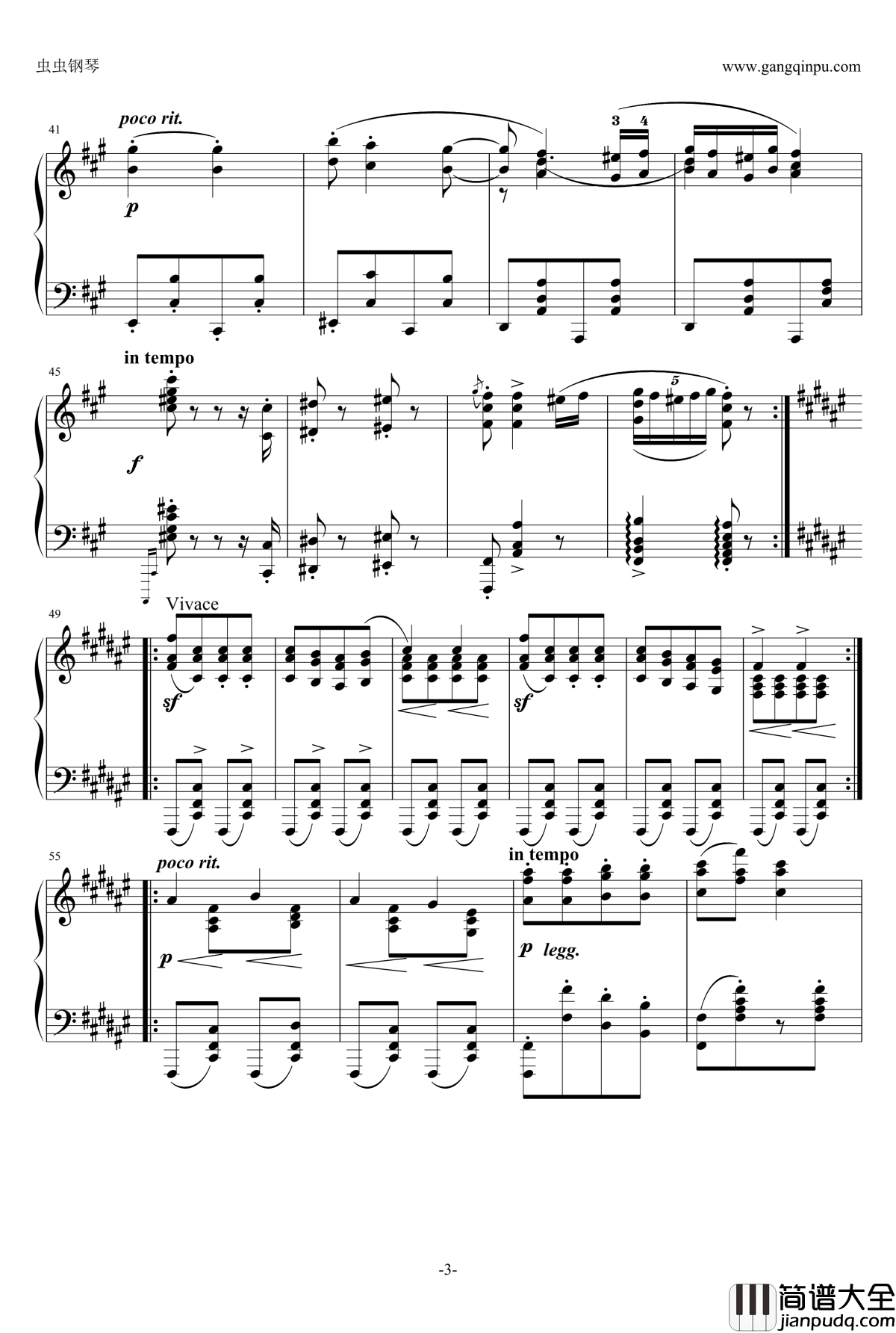 第五号匈牙利舞曲钢琴谱_原谱_勃拉姆斯_Brahms