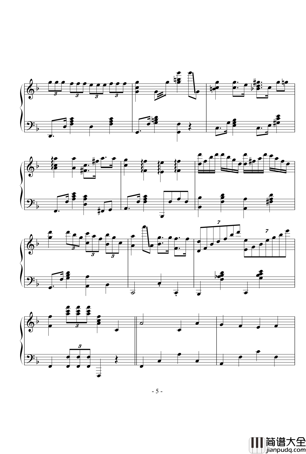 问候钢琴谱_改编版_世界名曲