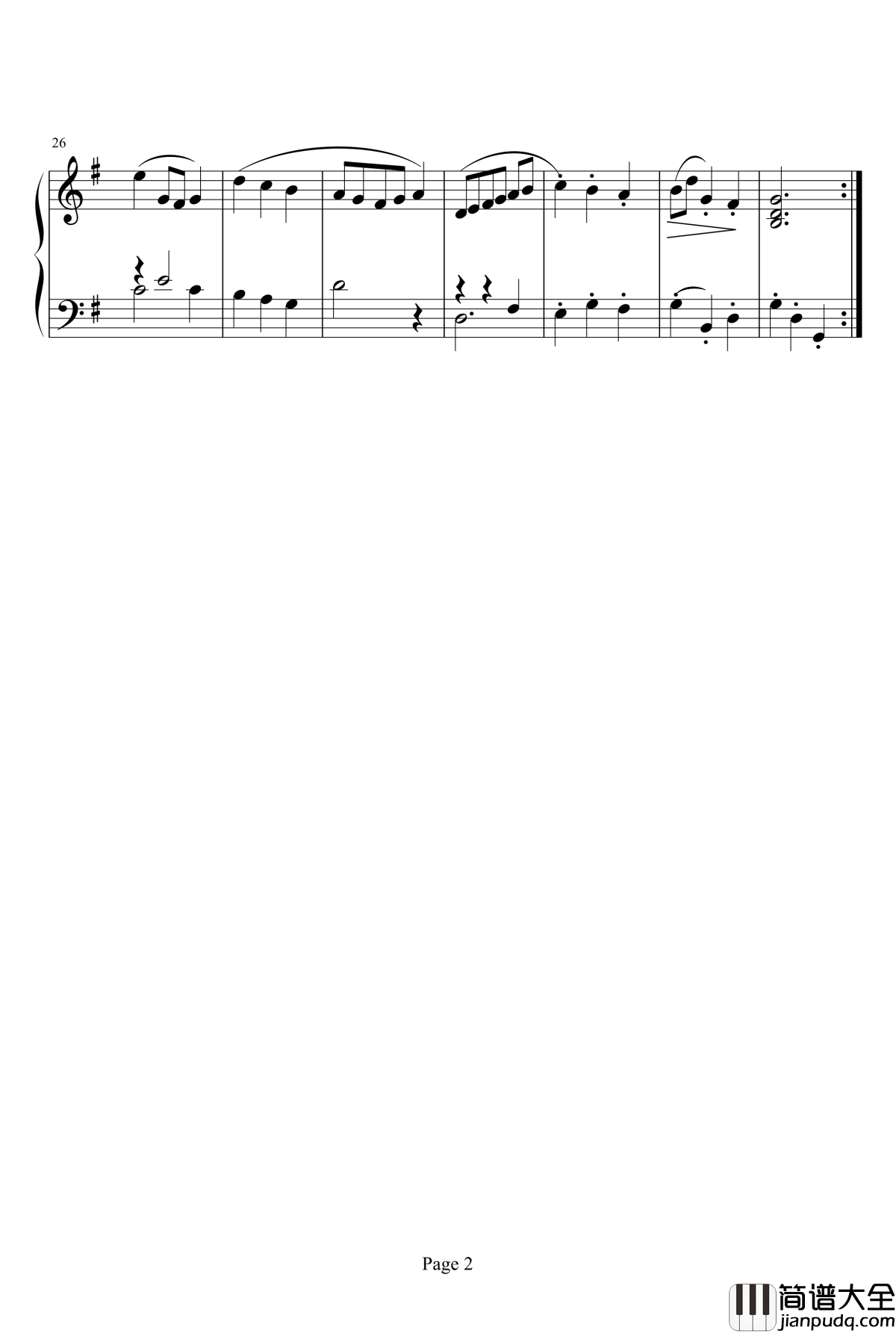 小步舞曲钢琴谱_巴赫初级钢琴曲集01