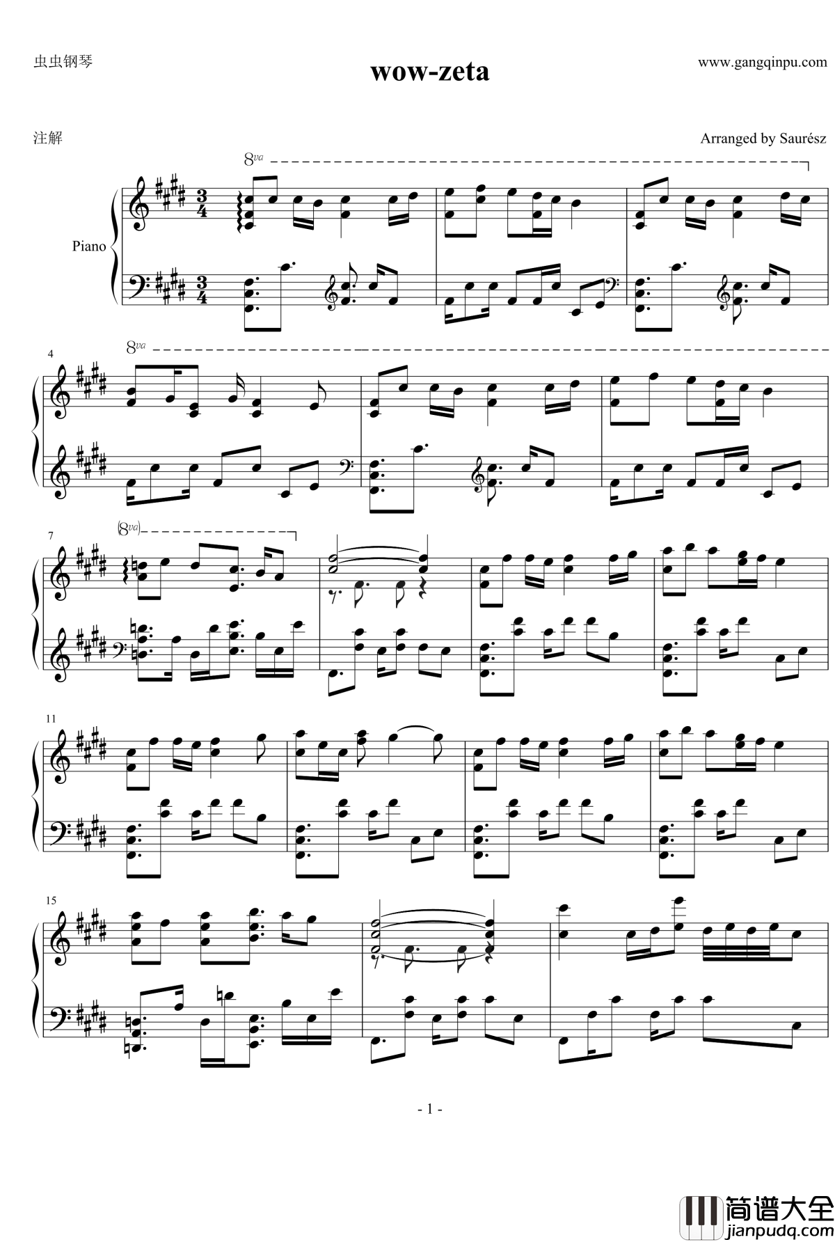 wow_piano_solo钢琴谱_zetacola