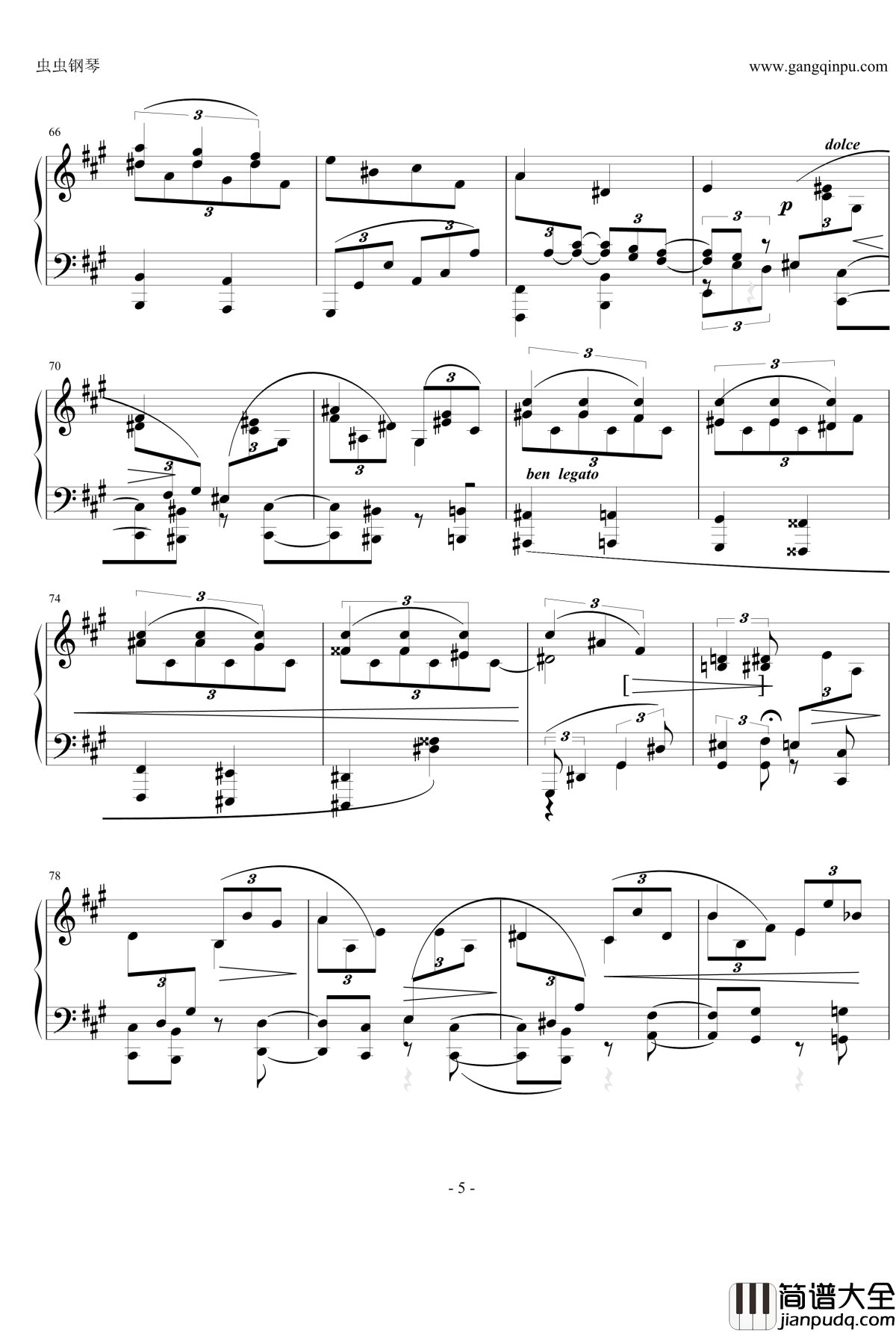 间奏曲钢琴谱_Op.76__No.6_勃拉姆斯_Brahms