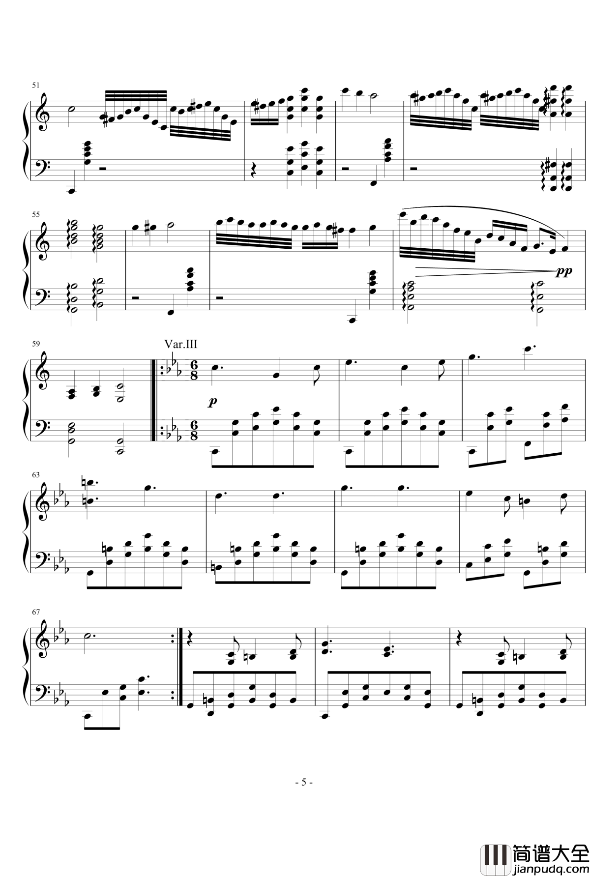 灵动无痕主题变奏曲钢琴谱_nyride