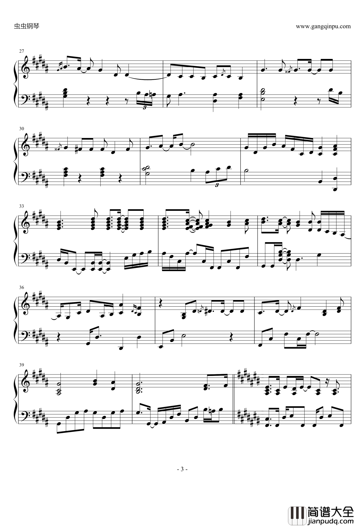 鸟之诗钢琴谱_鸟の诗_AIR