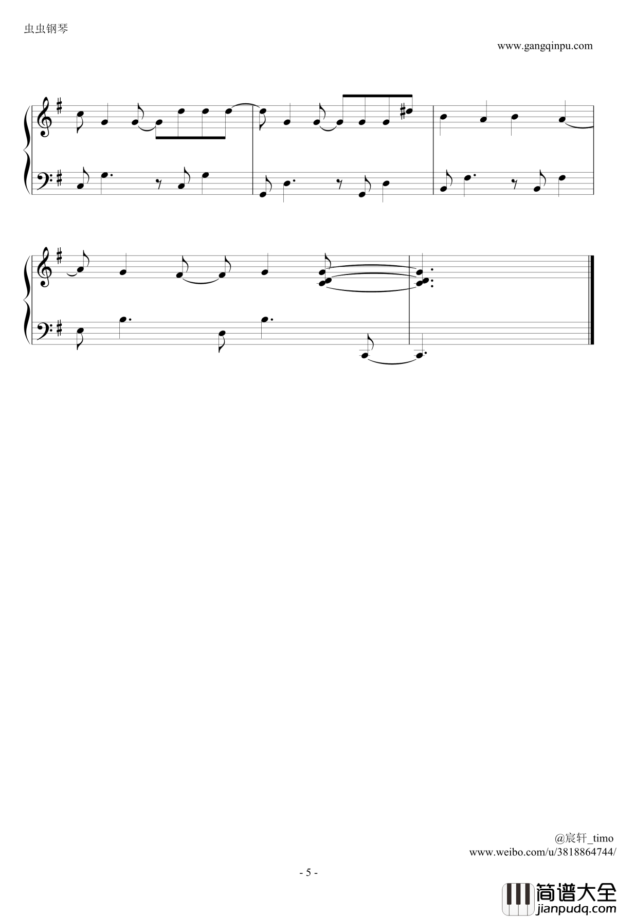 Blue钢琴谱_完整版_BigBang