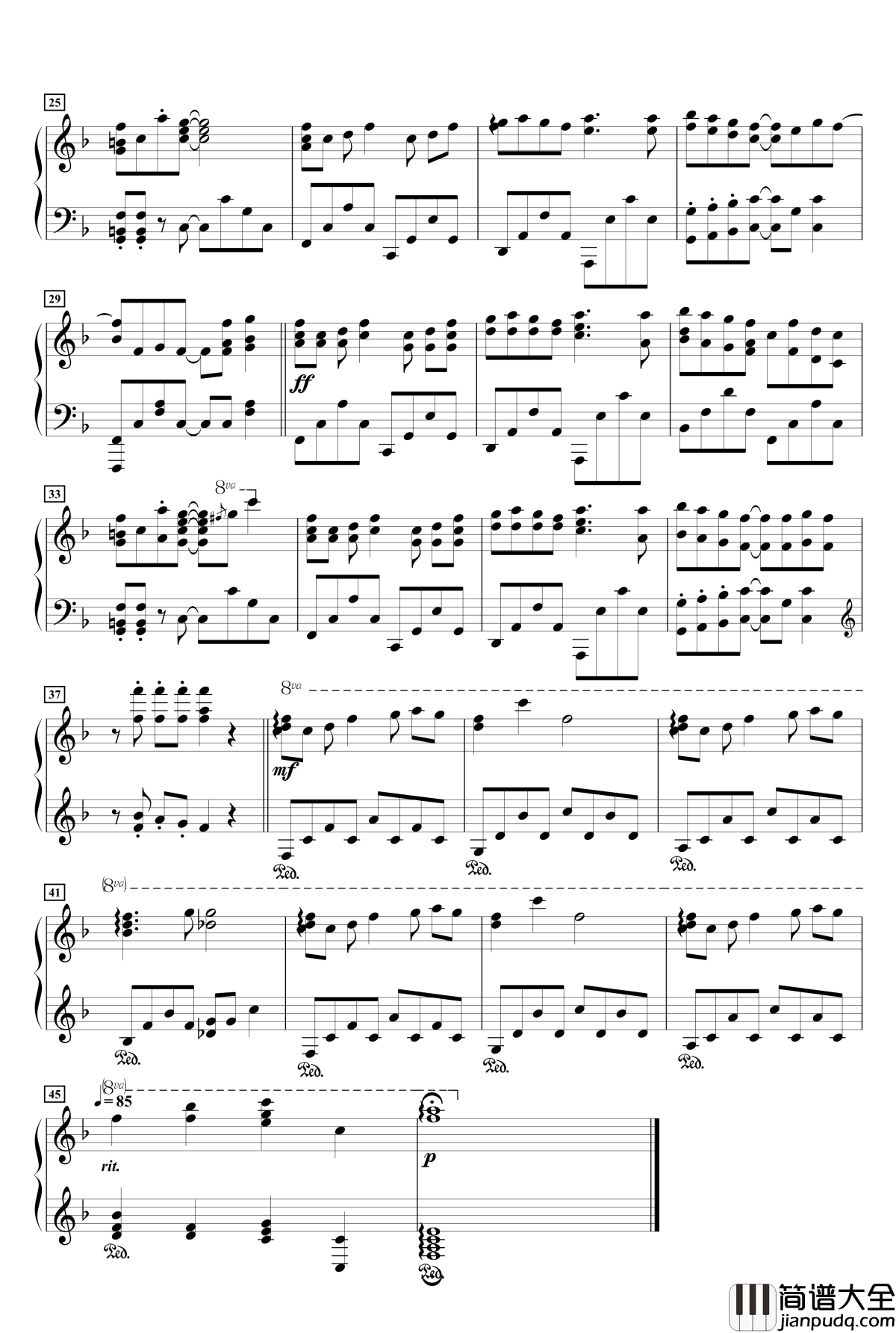 音楽室にて钢琴谱_动漫