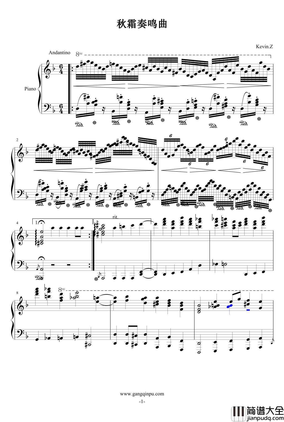 秋霜钢琴谱_奏鸣曲_airoad