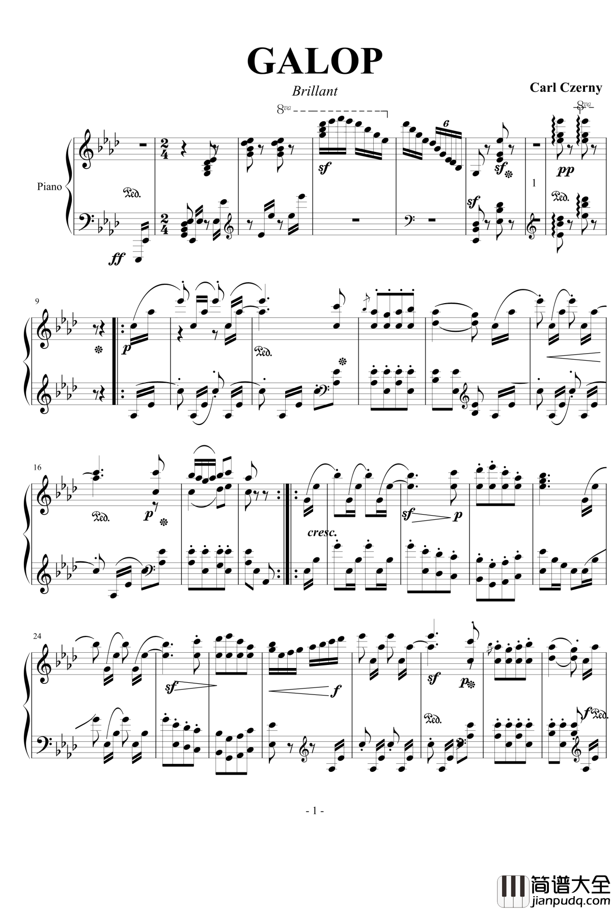 Galop_Brillant_Czerny_787钢琴谱_车尔尼_Czerny