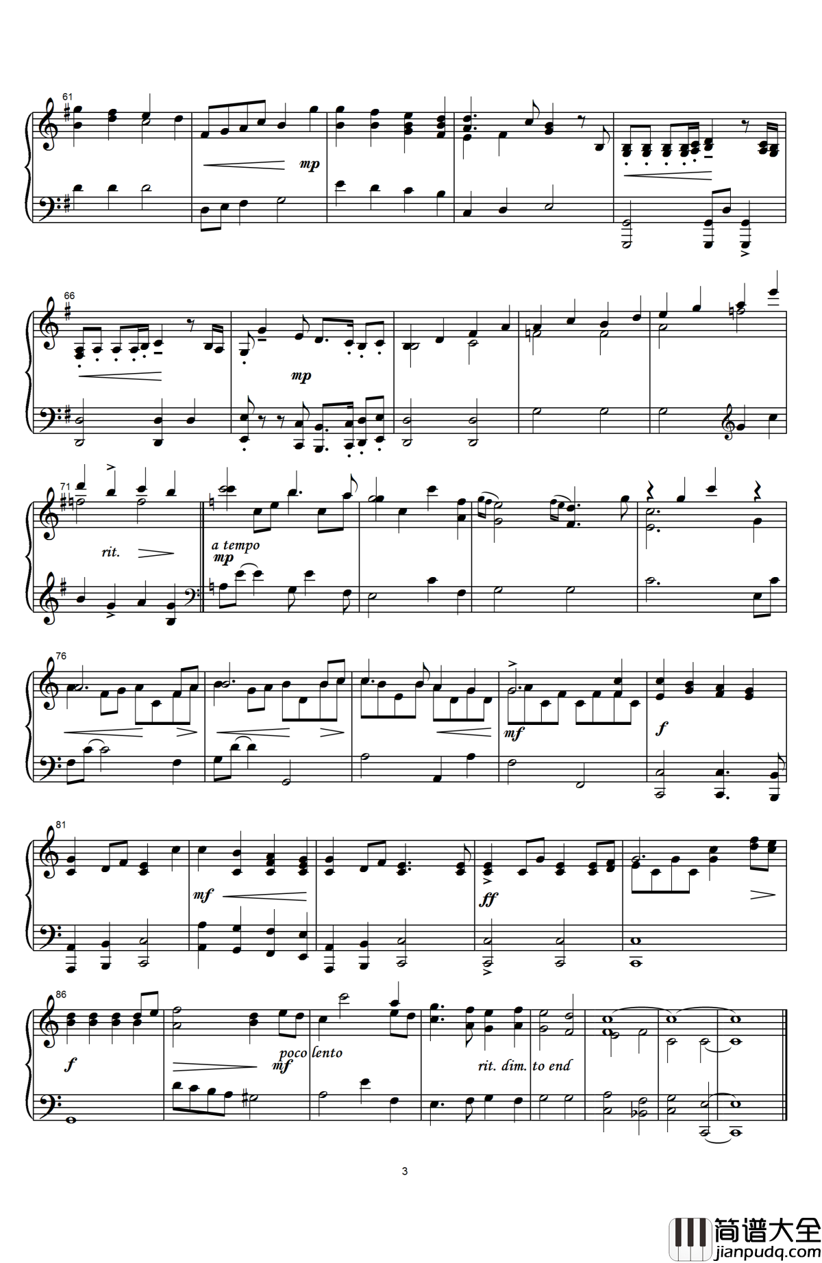 Joy_to_the_world钢琴谱_普世欢腾_David_Huntisinger_/_Handel