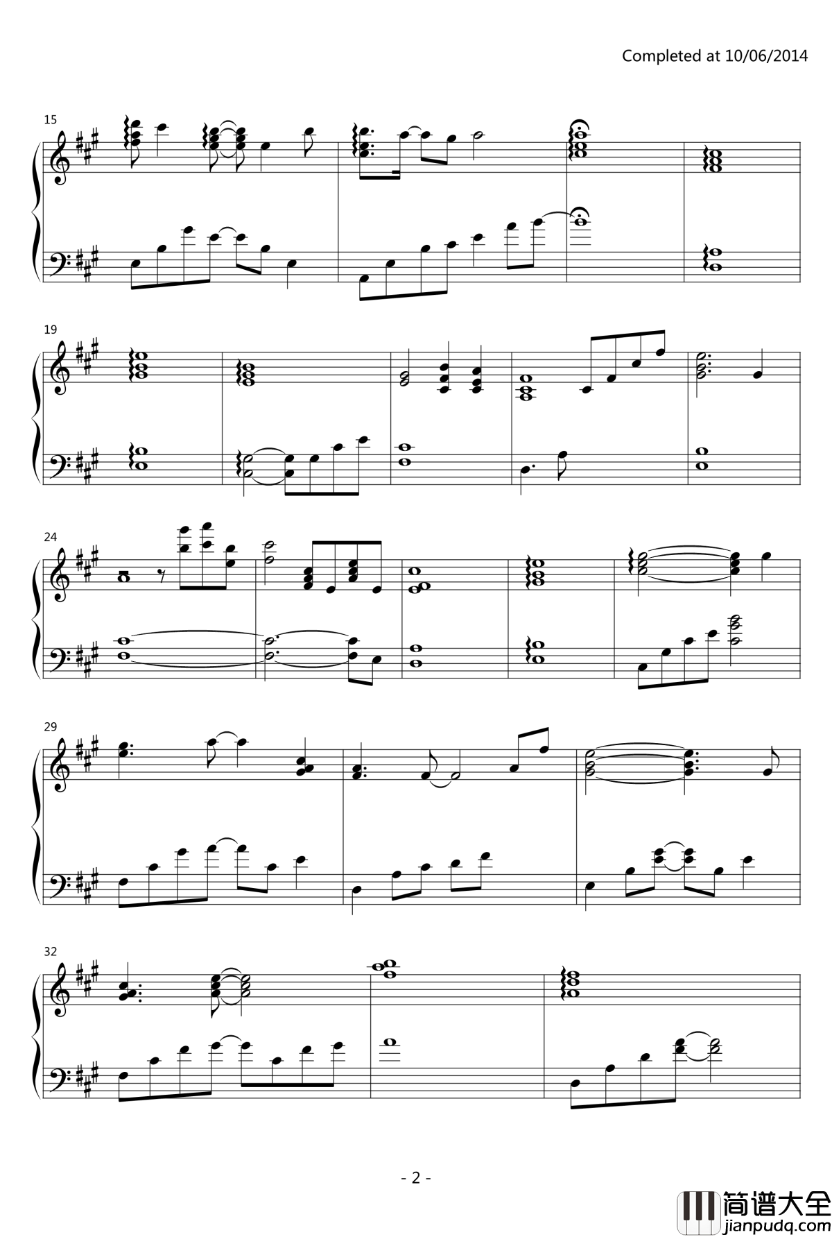 Letter_Song钢琴谱_by事務員G伴奏_初音未来