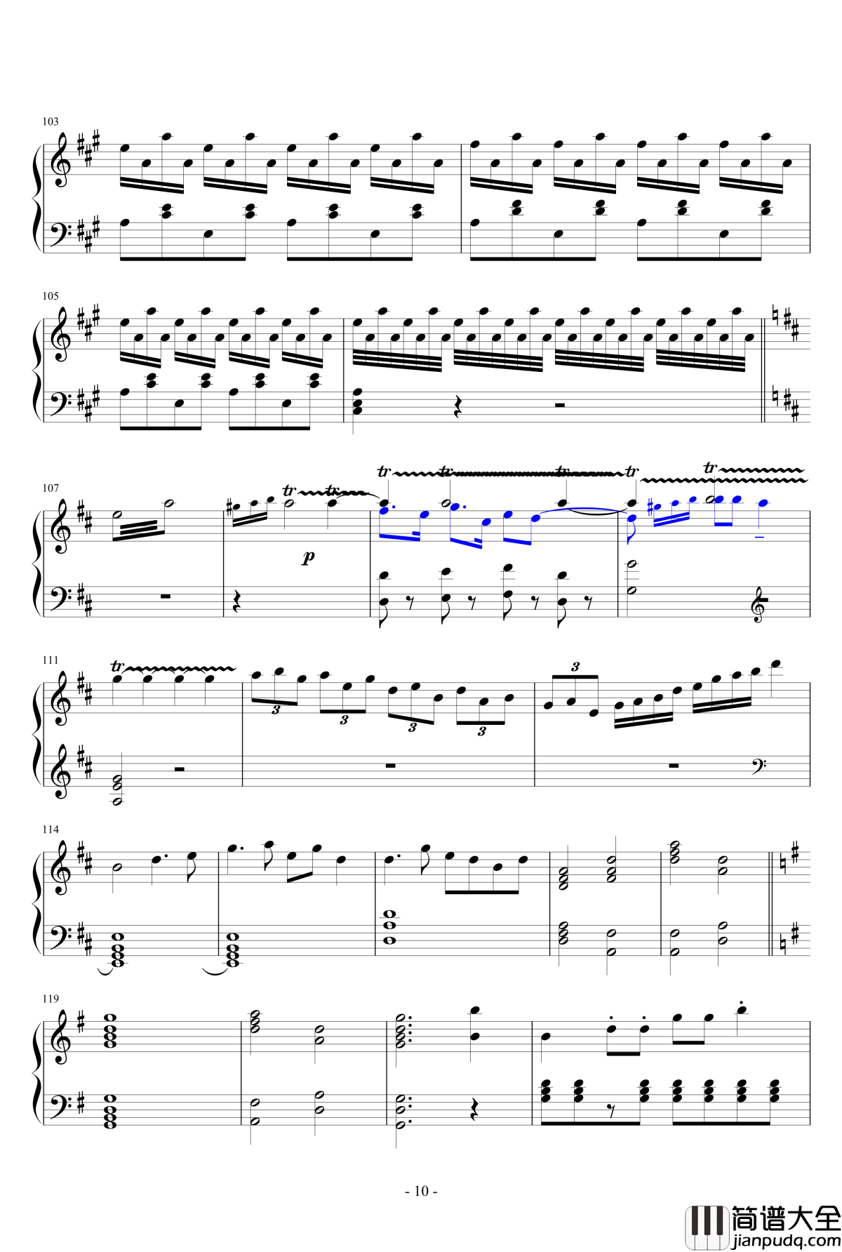两只老虎变奏曲钢琴谱_儿童歌曲