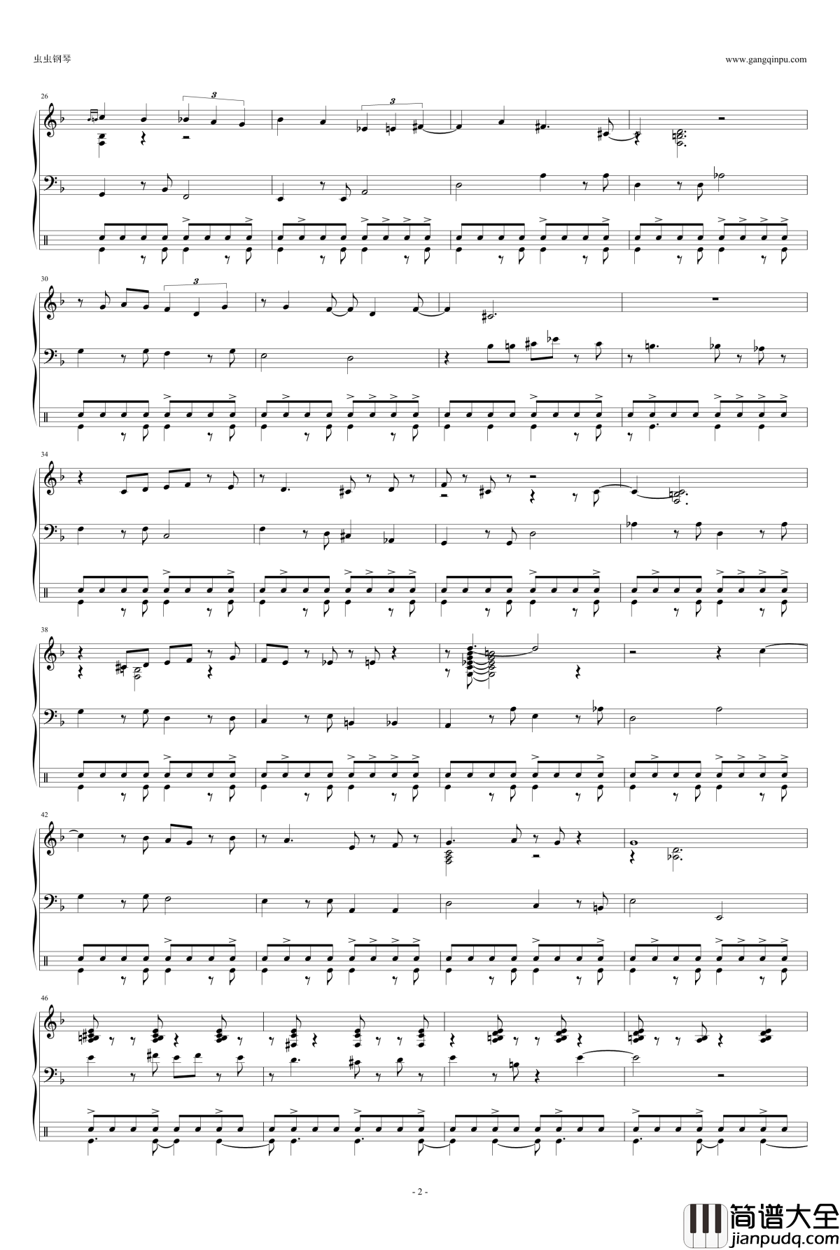 Desafinado钢琴谱_三行+鼓_European_Jazz_Trio