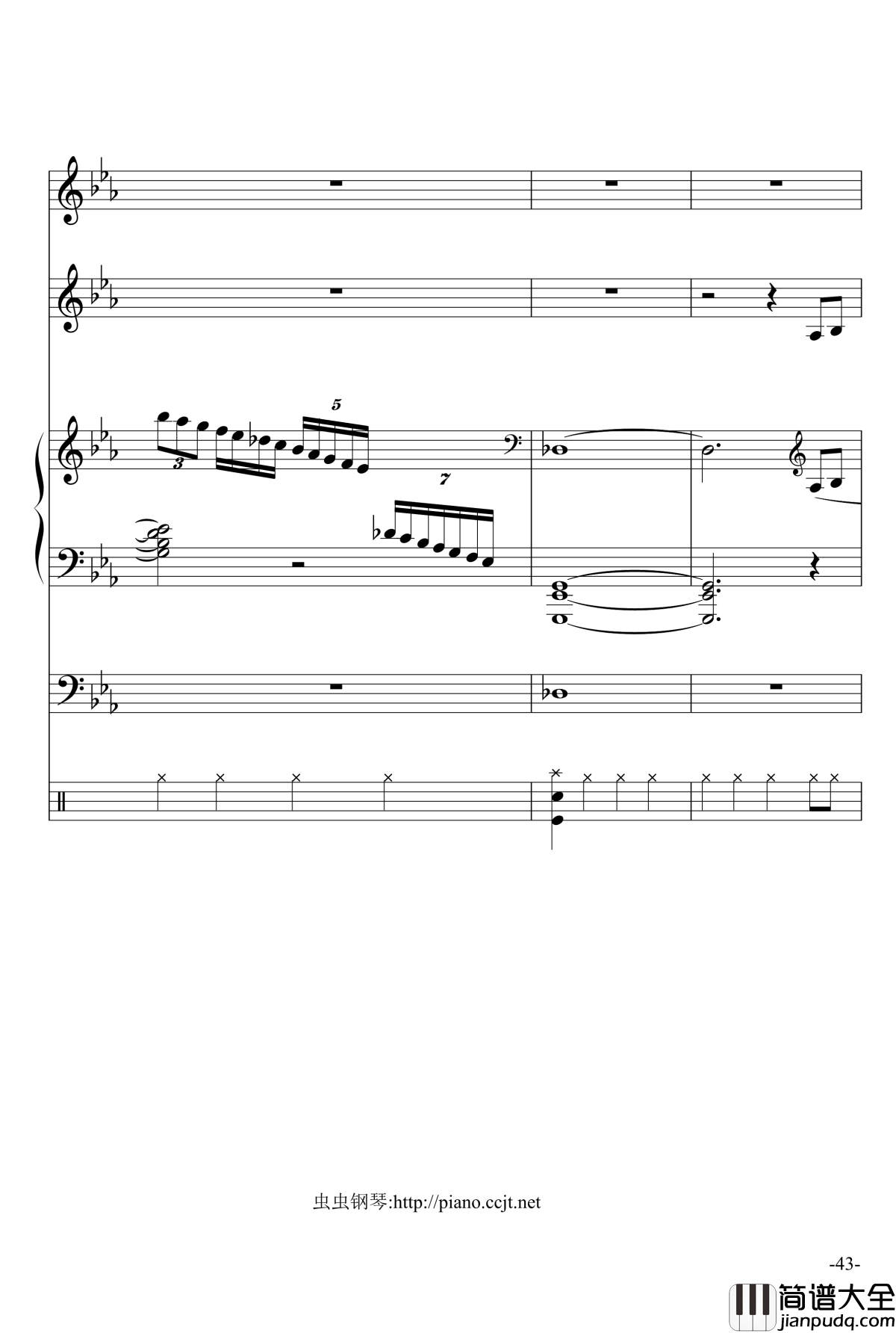 悲怆奏鸣曲钢琴谱_加小乐队_贝多芬_beethoven