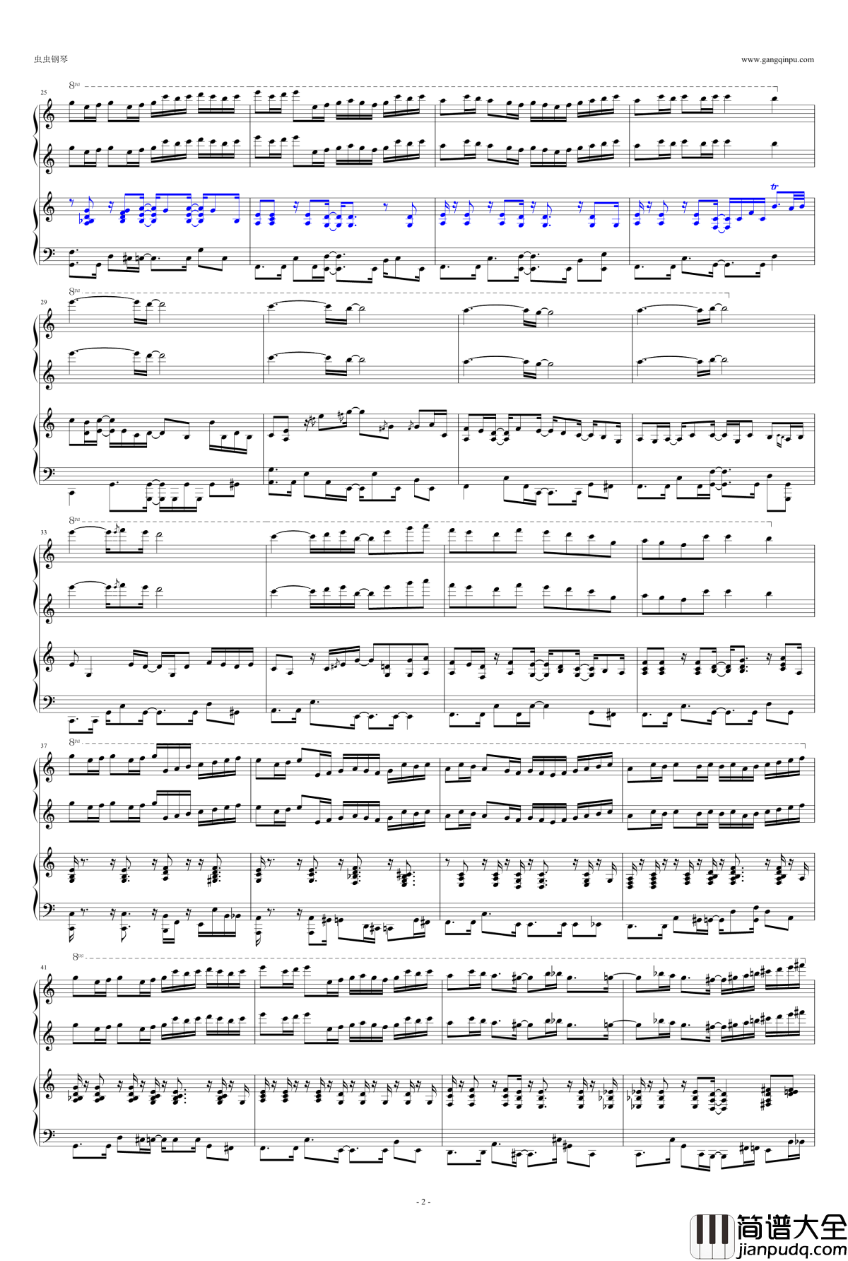 Bossa卡农钢琴谱_四手连弹_帕赫贝尔_Pachelbel