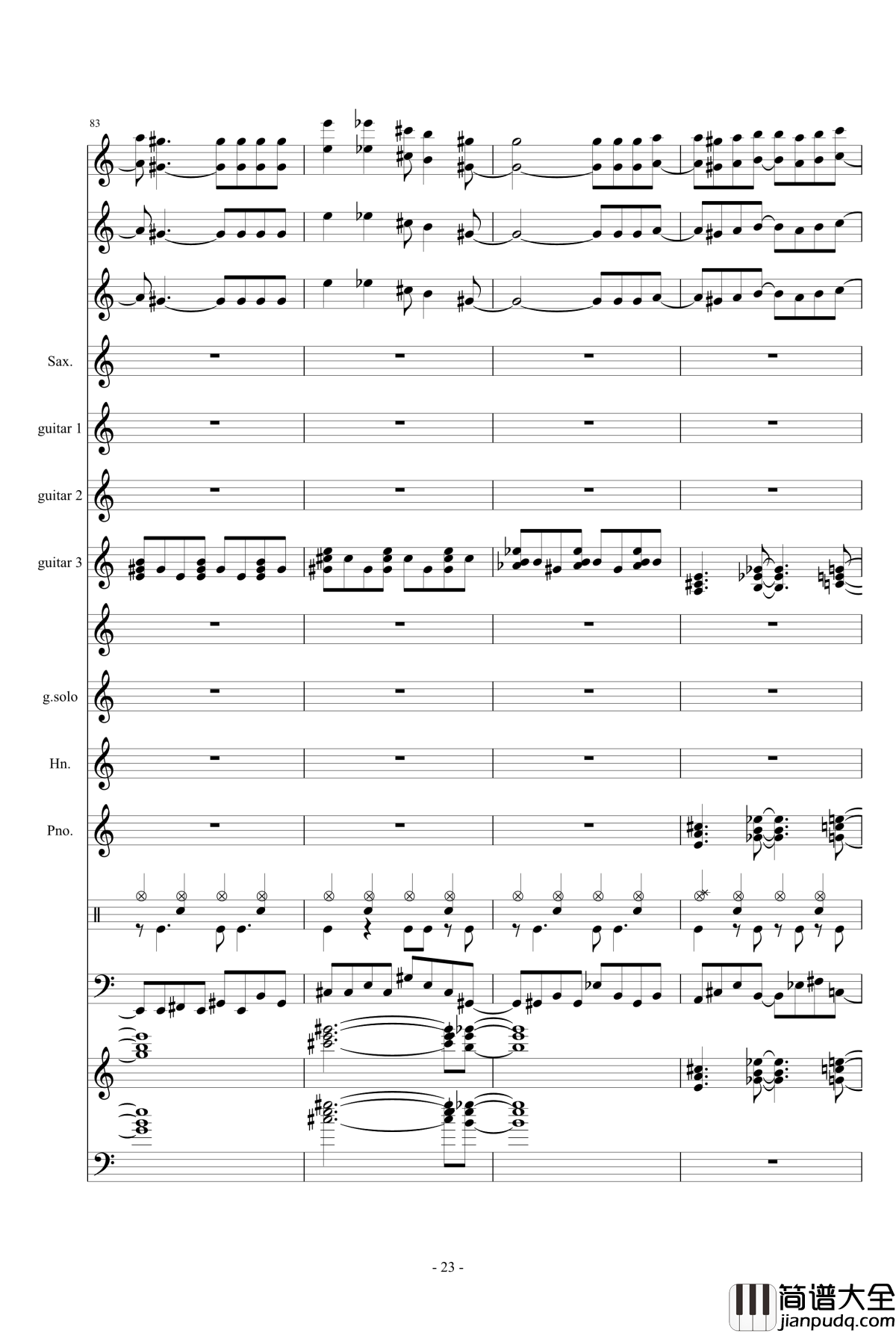 数码宝贝主题钢琴谱曲_总谱
