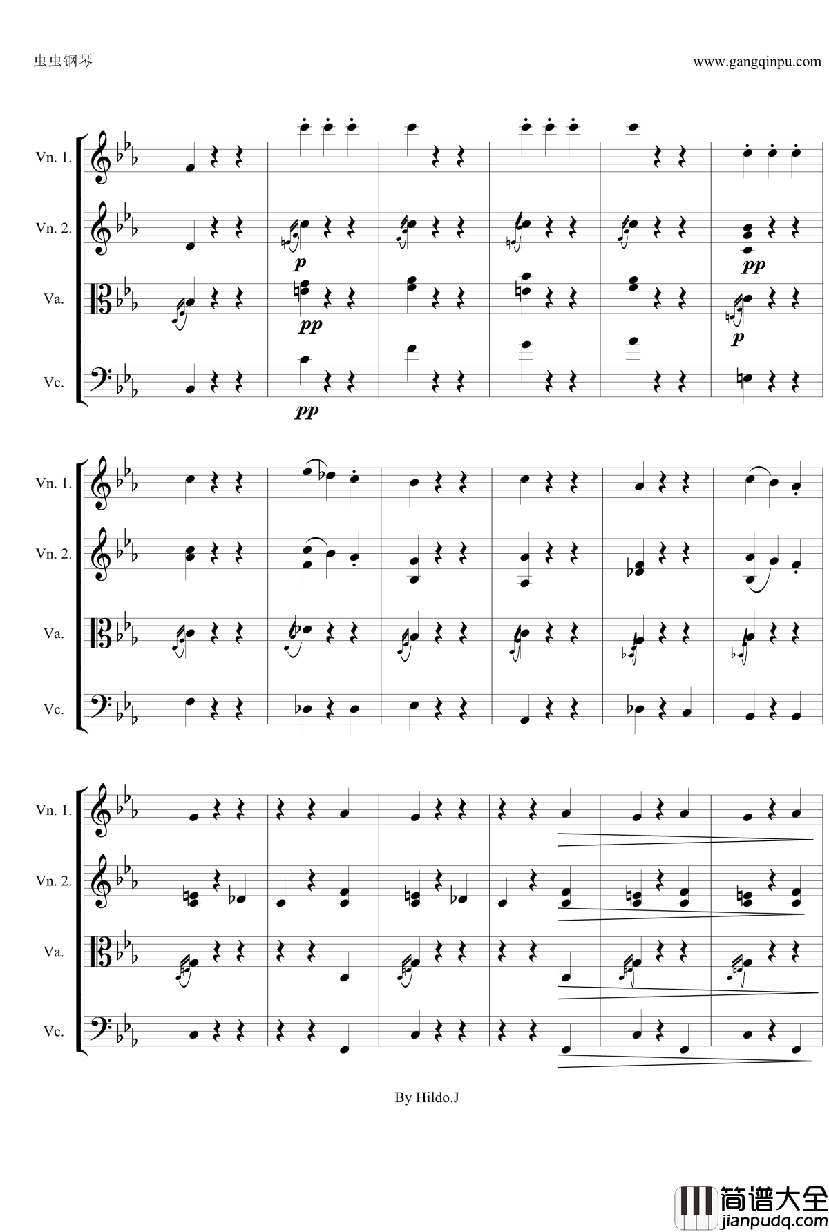 命运交响曲第三乐章钢琴谱_弦乐版_贝多芬_beethoven
