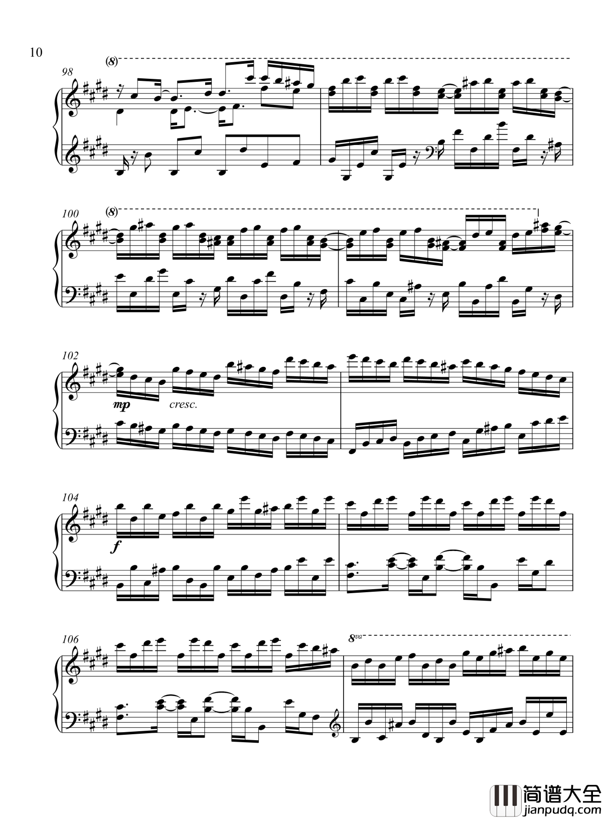 辛普森B大调练习曲钢琴谱_辛普森