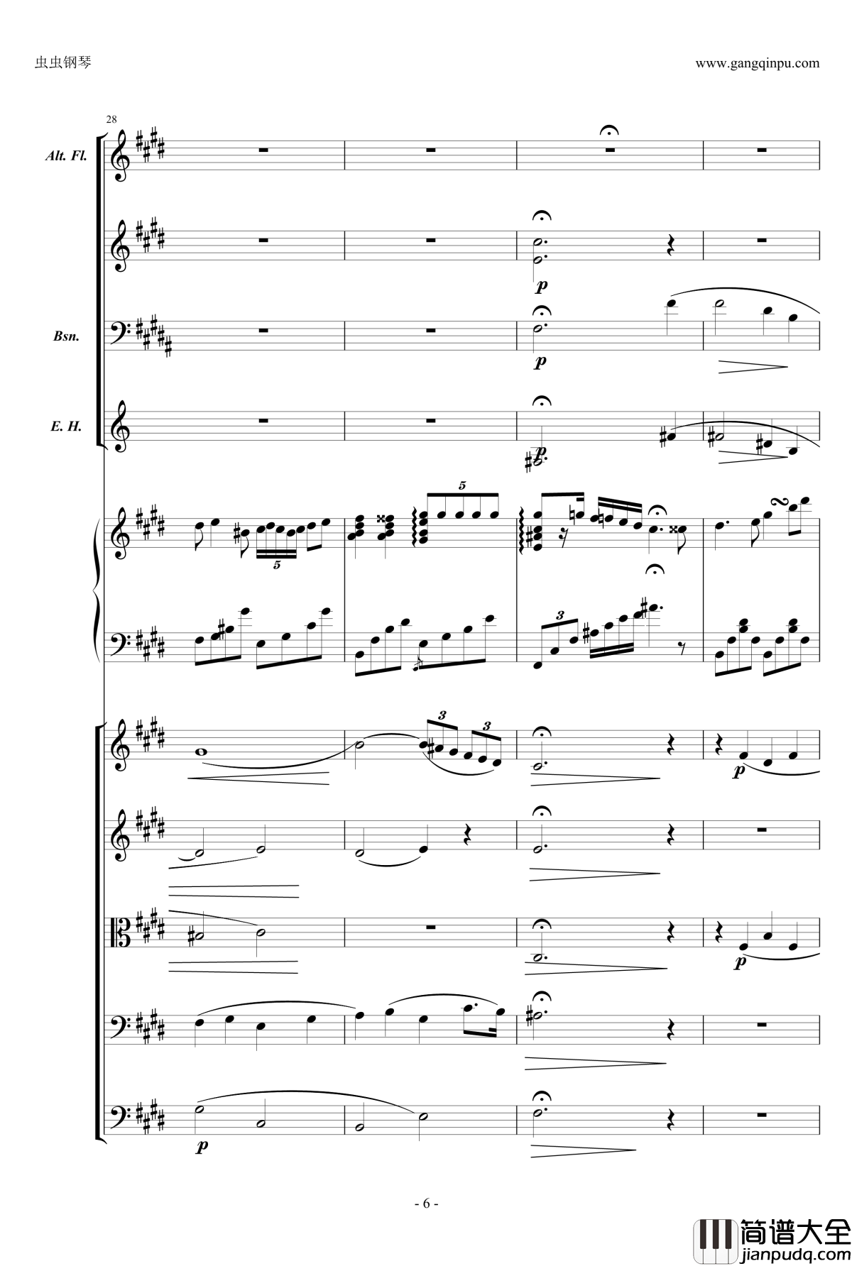 萧邦第一钢琴协奏曲第二乐章钢琴谱_肖邦_chopin