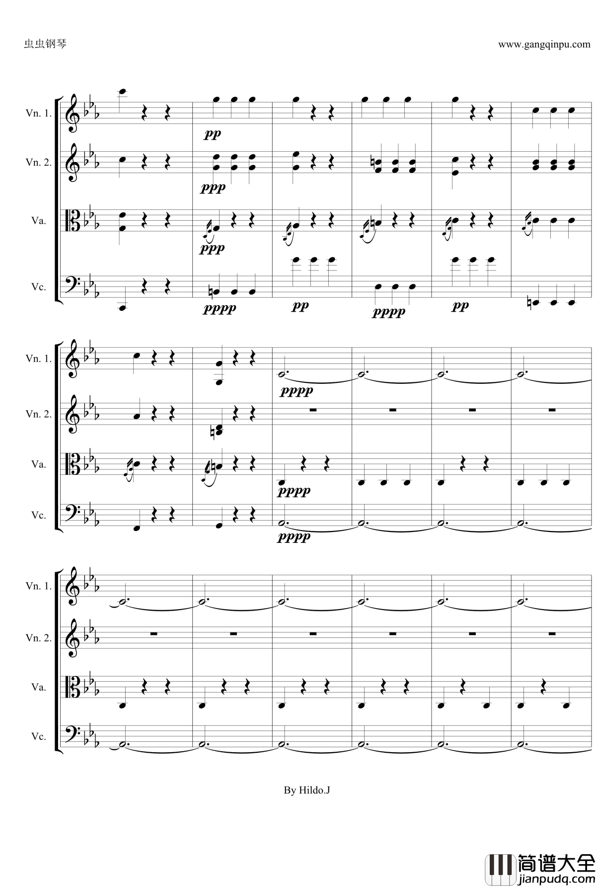 命运交响曲第三乐章钢琴谱_弦乐版_贝多芬_beethoven
