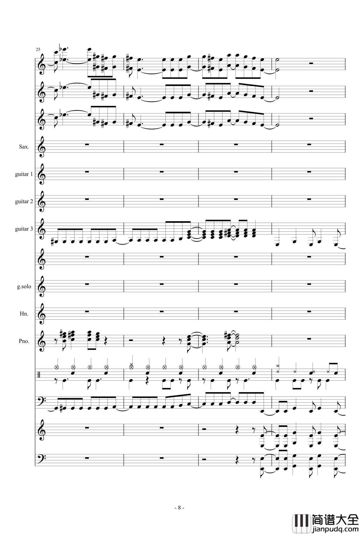 数码宝贝主题钢琴谱曲_总谱