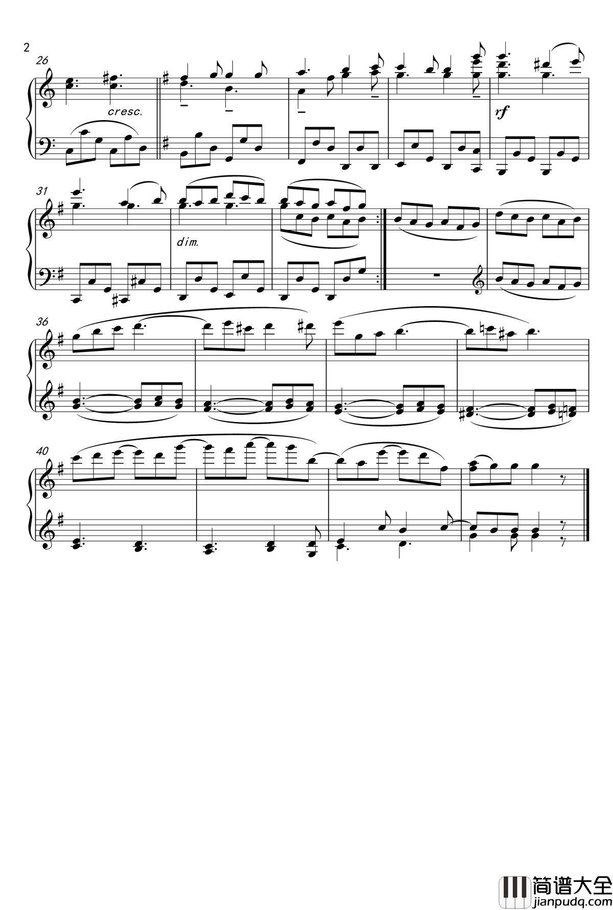 钢琴小品钢琴谱_贝多芬_beethoven