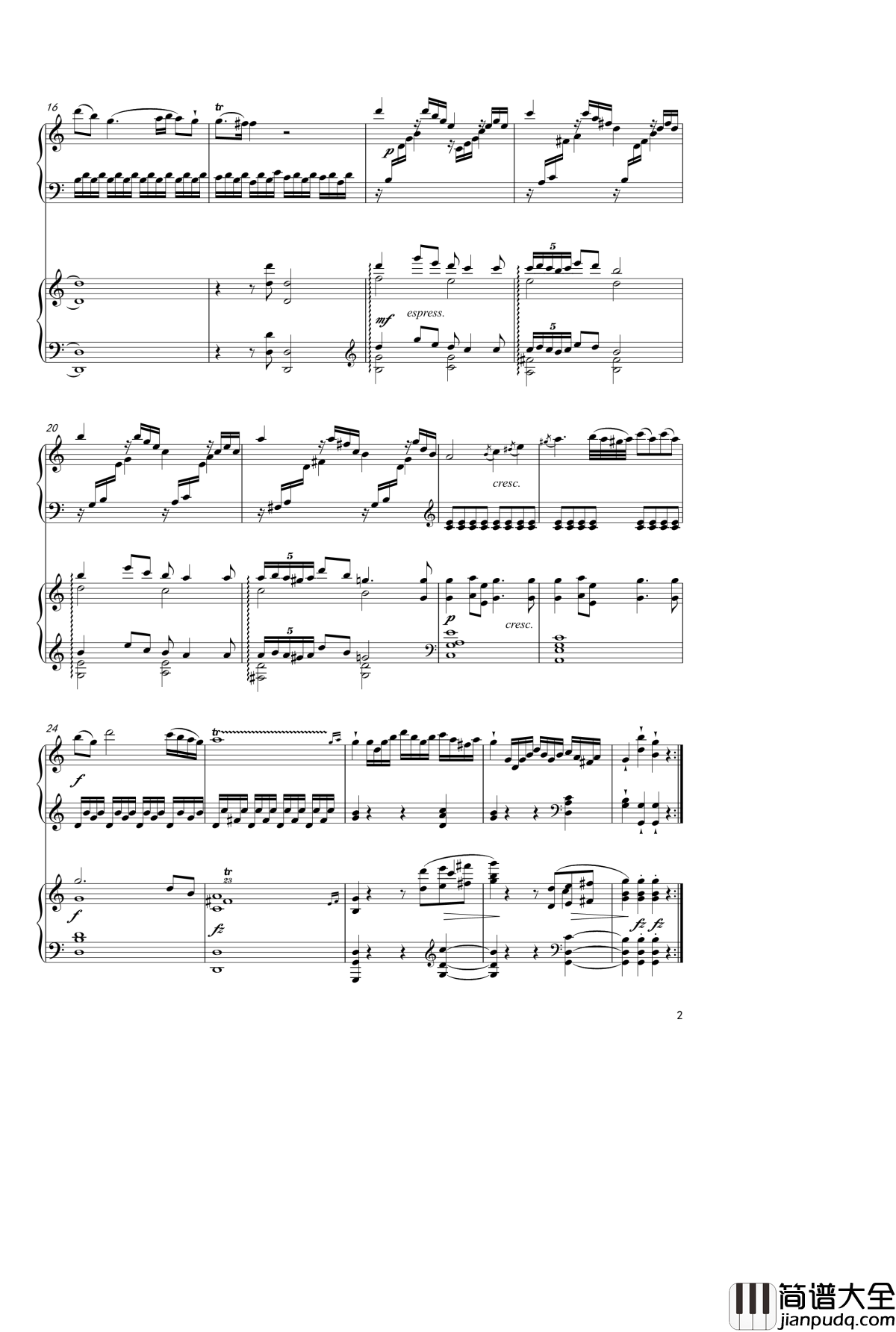 Sonata_In_C_Major,_K_545钢琴谱_双钢琴_莫扎特