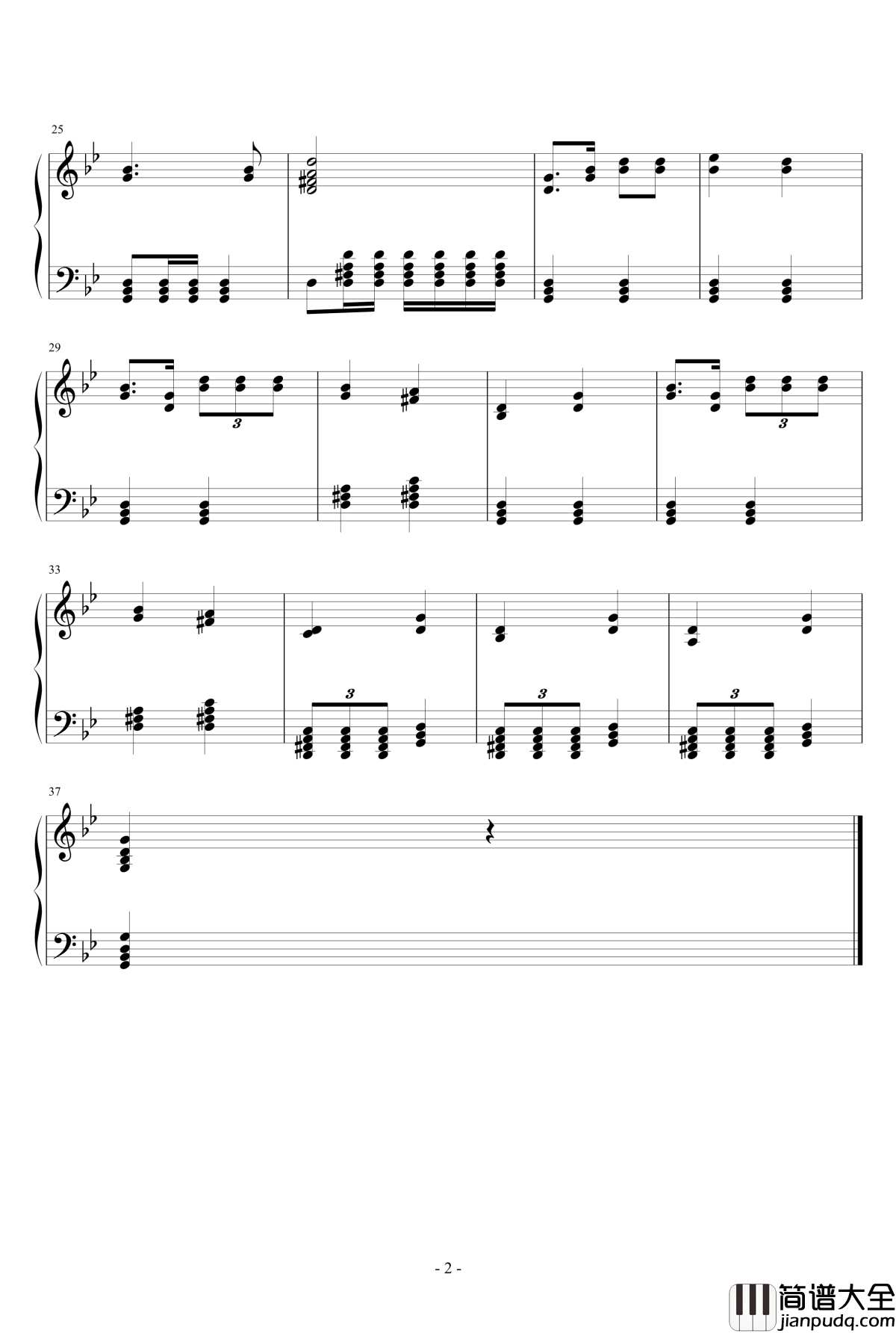 义勇军进行曲钢琴谱_小调版_聂耳