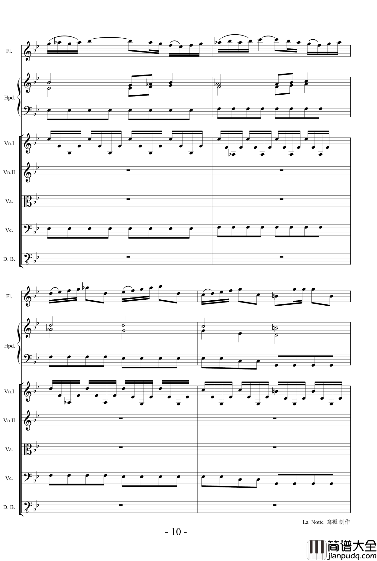 维瓦尔第长笛协奏曲钢琴谱_RV439夜La_Notte_第三乐章