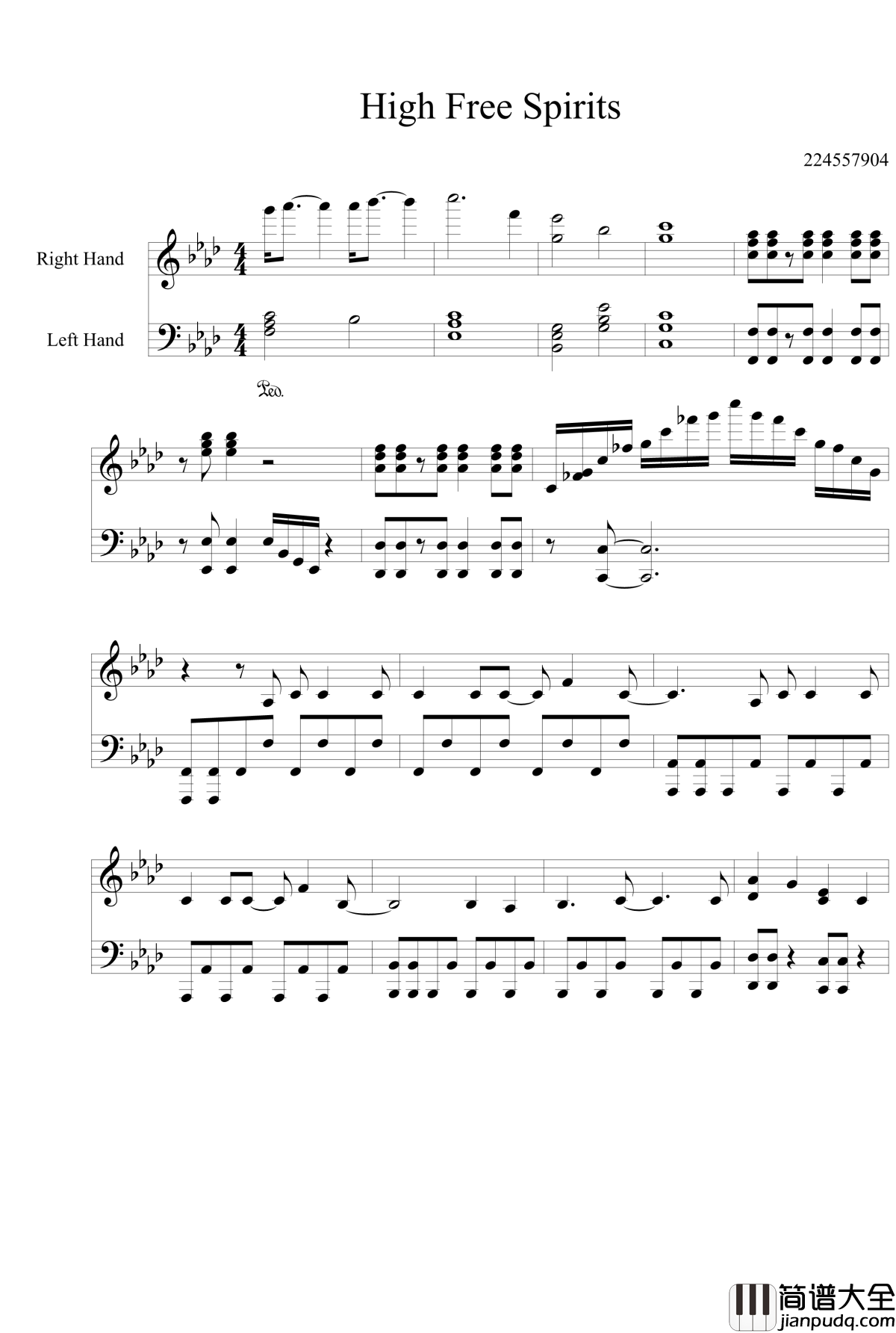 High_Free_Spirits钢琴谱_青春波纹