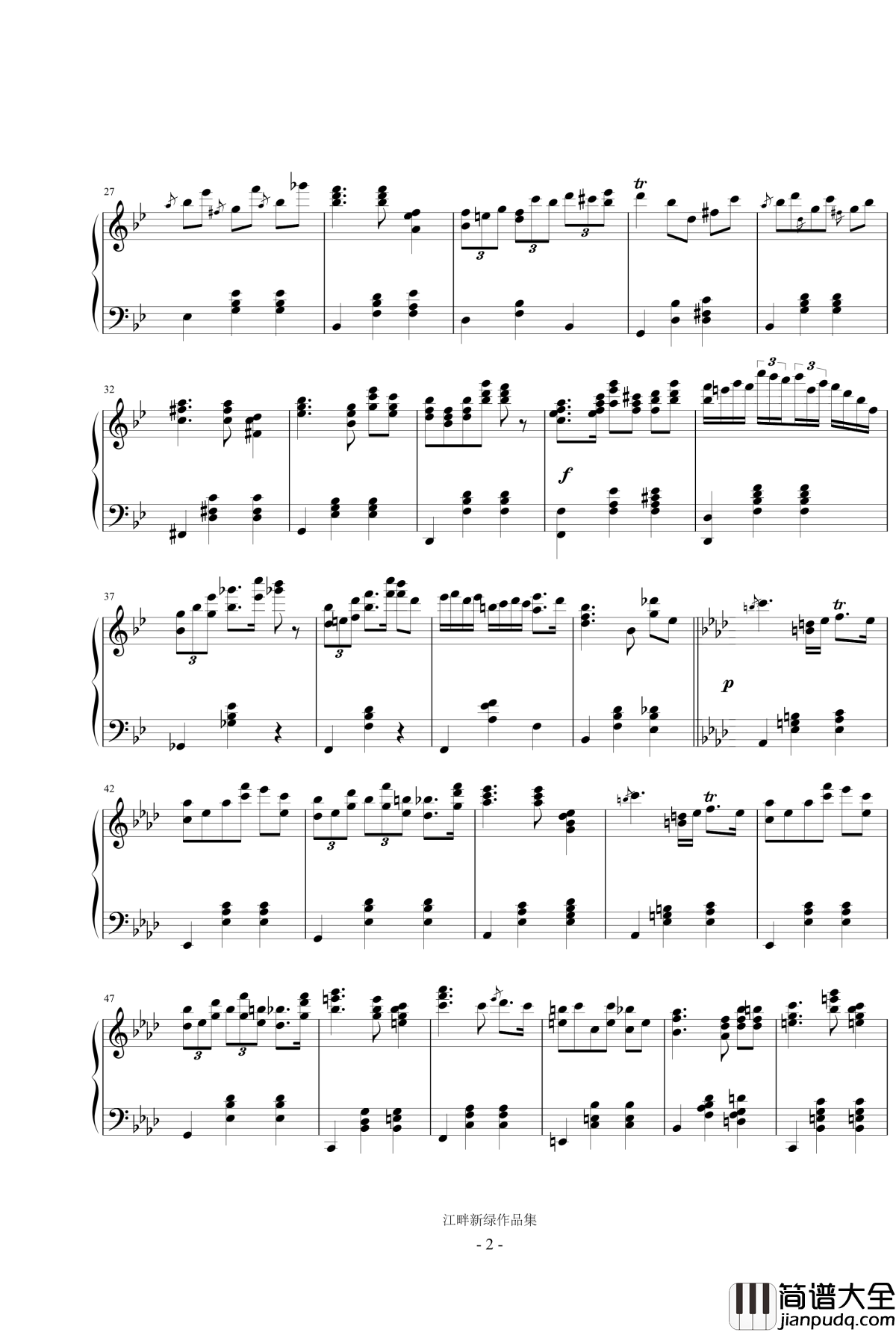 圆舞曲集钢琴谱_Op_5_No_10【降B大调圆舞曲】_江畔新绿