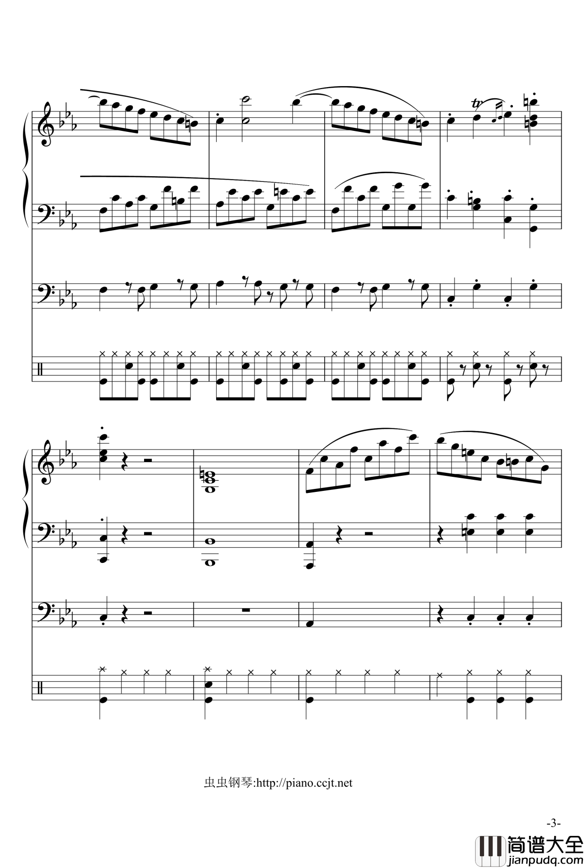 悲怆奏鸣曲钢琴谱_加小乐队_贝多芬_beethoven
