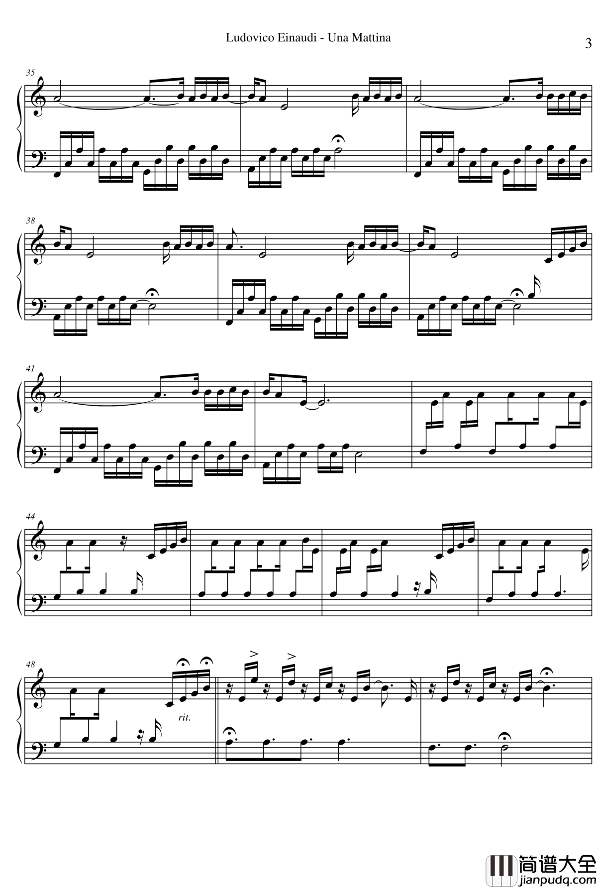 Una_Mattina钢琴谱_Ludovico_Einaudi