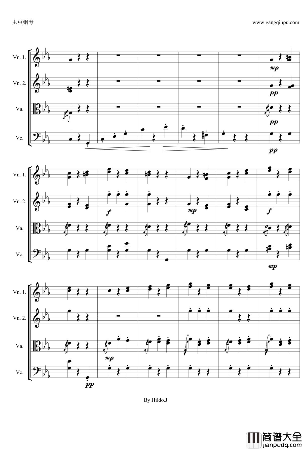 命运交响曲第三乐章钢琴谱_弦乐版_贝多芬_beethoven