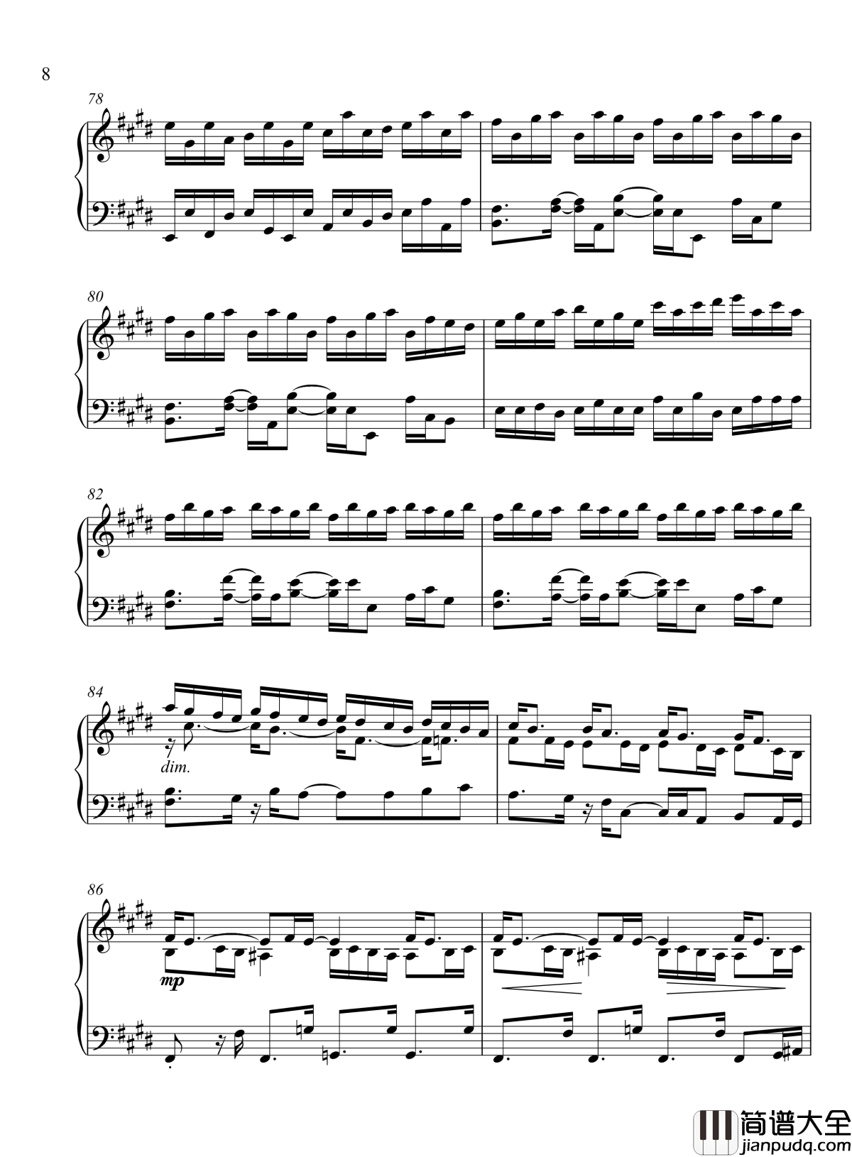 辛普森B大调练习曲钢琴谱_辛普森