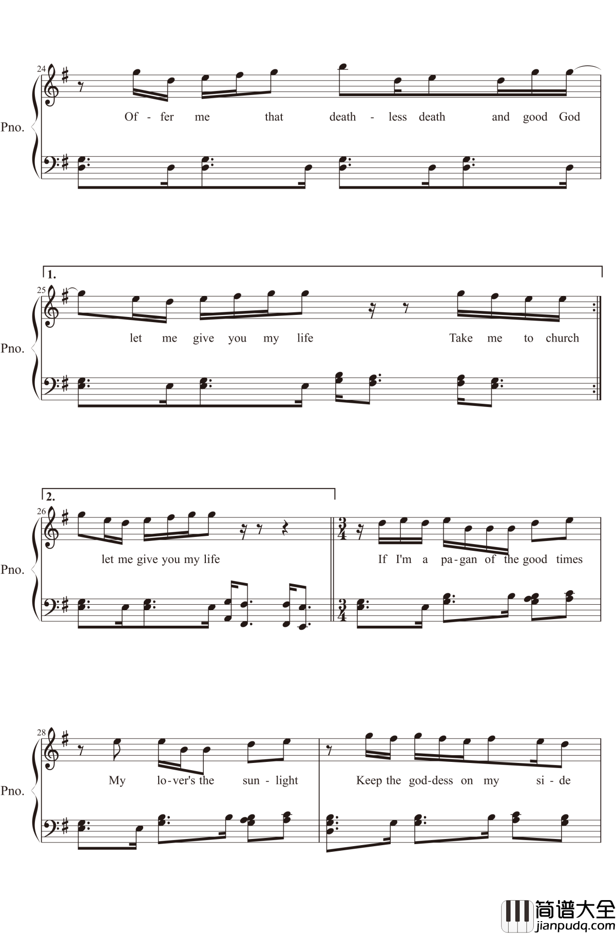 Take_Me_to_Church钢琴谱_Hozier_Good_god,_let_me_give_you_my_life
