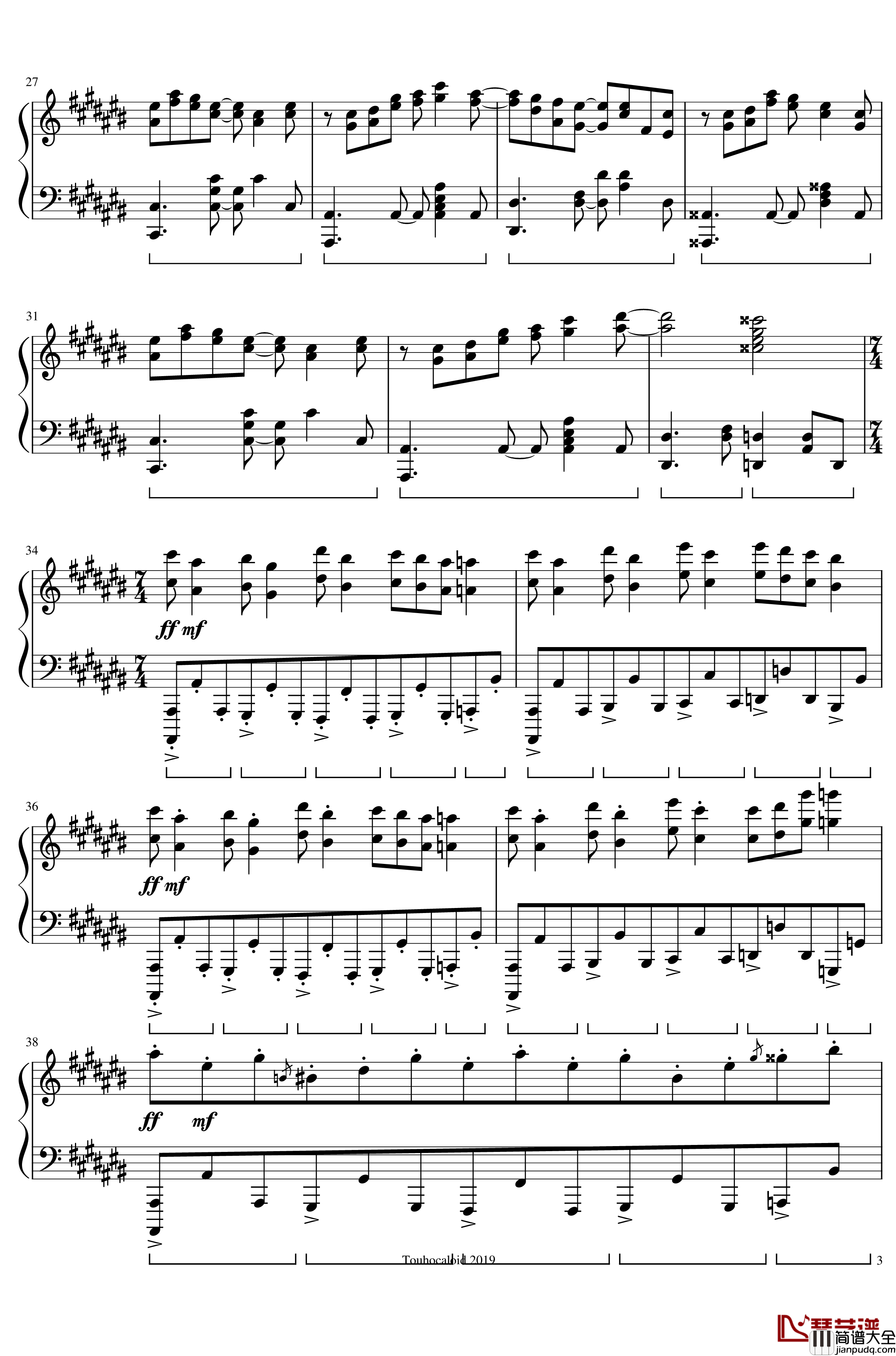 Seraphic_Chicken钢琴谱_东方鬼形兽_东方project