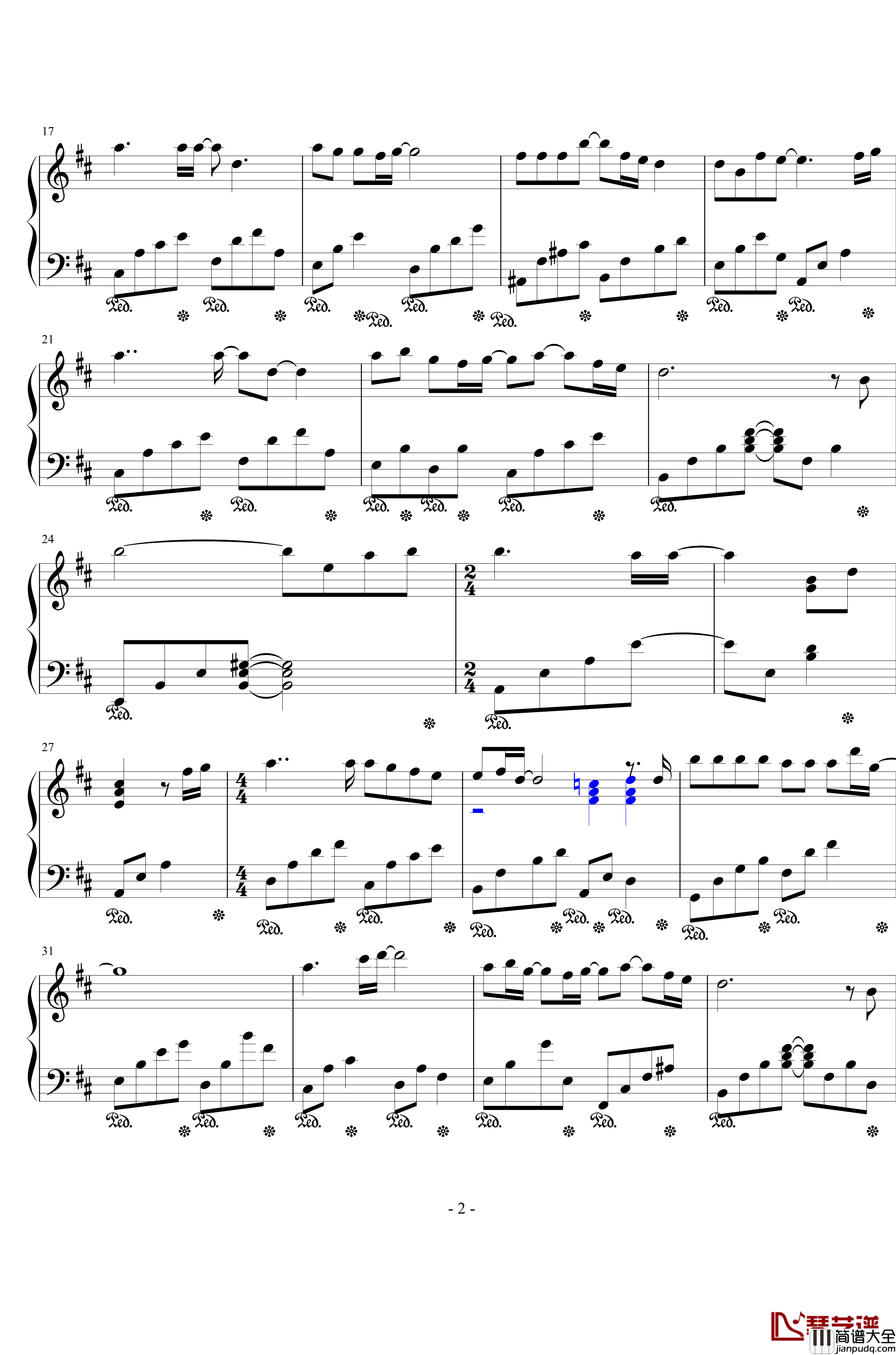 蓝色生死恋未命名钢琴曲2_俊熙幼美钢琴谱_蓝色生死