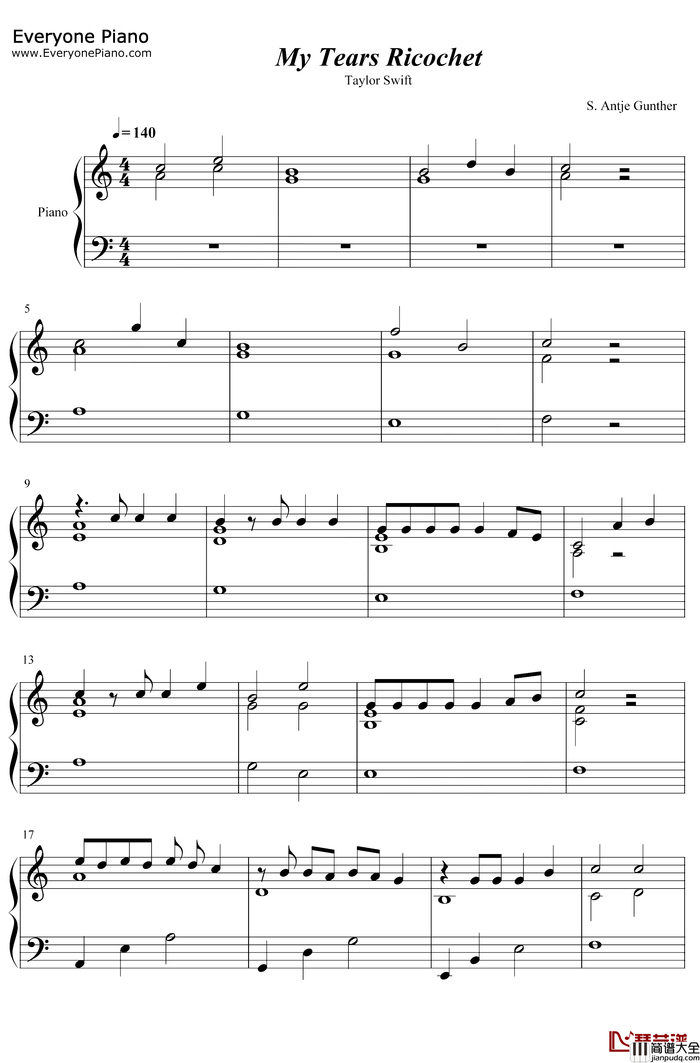 My_Tears_Ricochet钢琴谱_Taylor_Swift